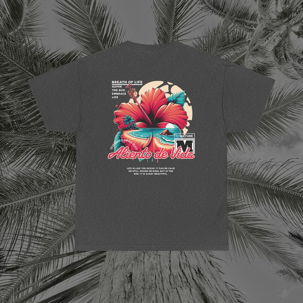 Breath Of Paradise - (UNISEX) Heavy Cotton T-Shirt - Back Design - Aliento De Vida