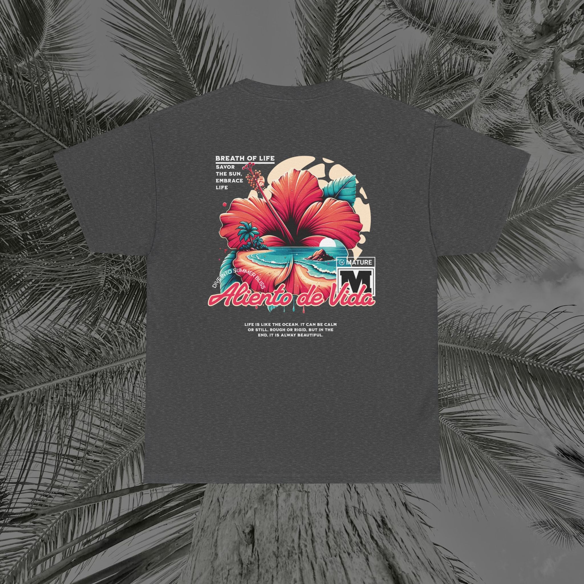 Breath Of Paradise - (UNISEX) Heavy Cotton T-Shirt - Back Design - Aliento De Vida