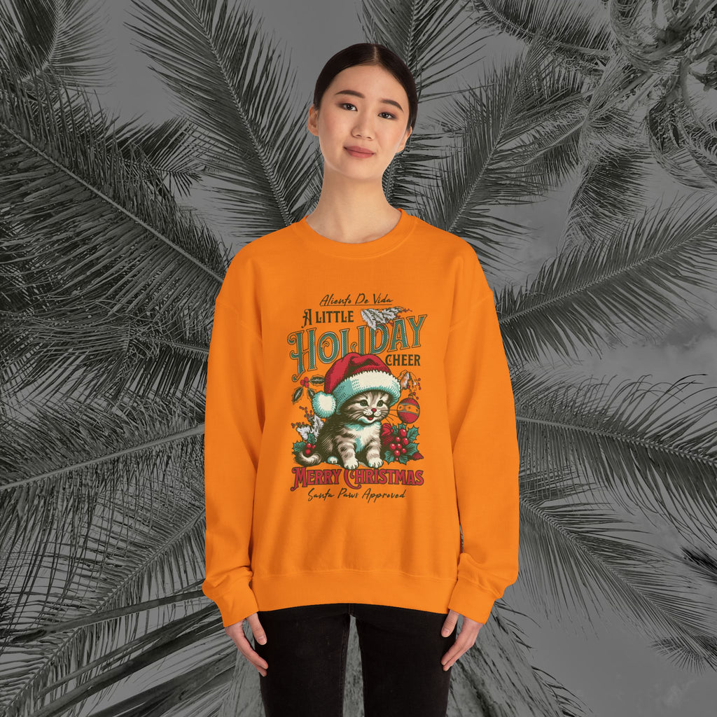 Merry Meowmas Cheer - (UNISEX) Cozy Crewneck Sweatshirt - Aliento De Vida