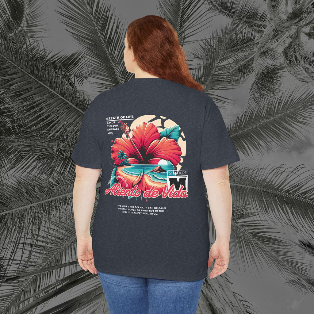 Breath Of Paradise - (UNISEX) Heavy Cotton T-Shirt - Back Design - Aliento De Vida