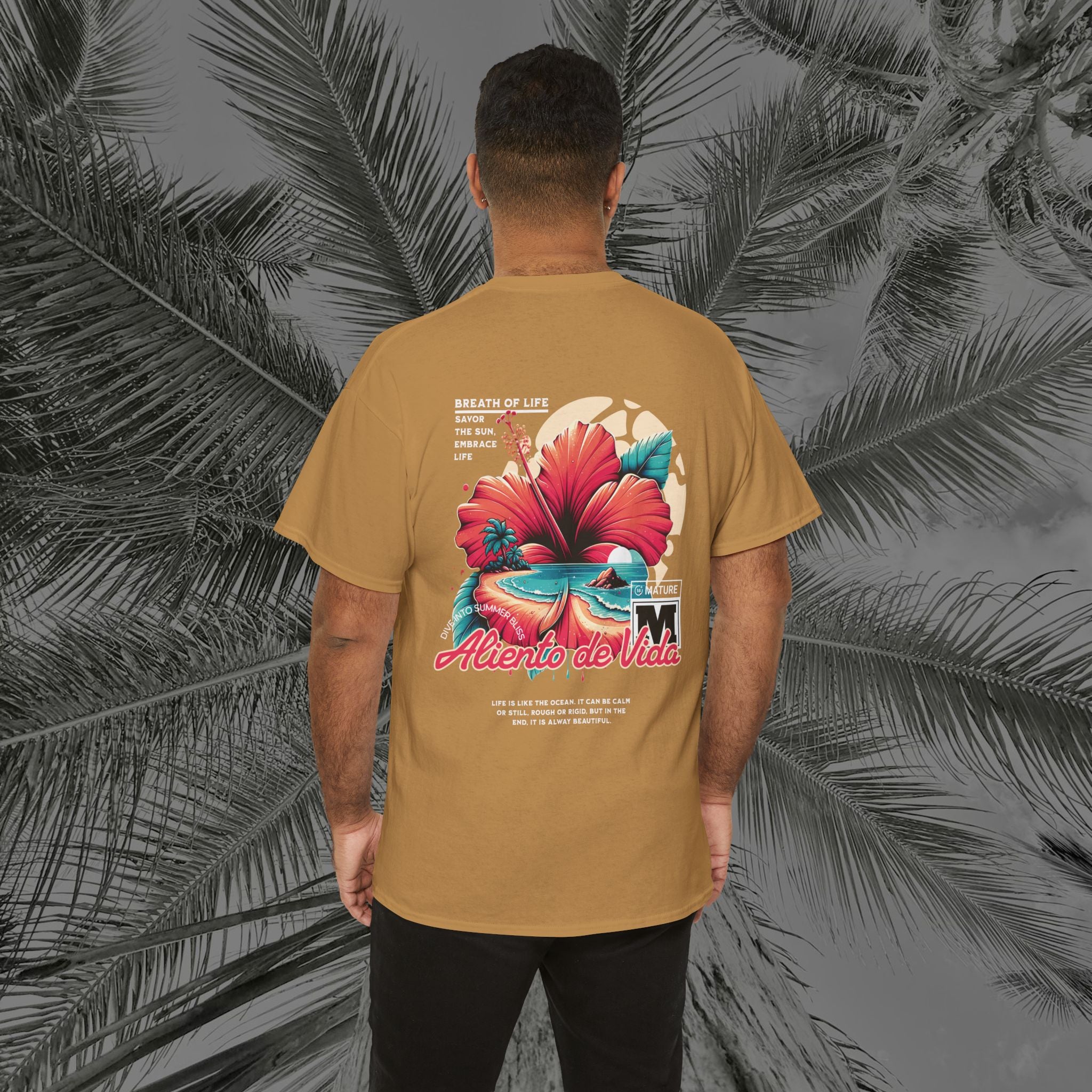 Breath Of Paradise - (UNISEX) Heavy Cotton T-Shirt - Back Design - Aliento De Vida