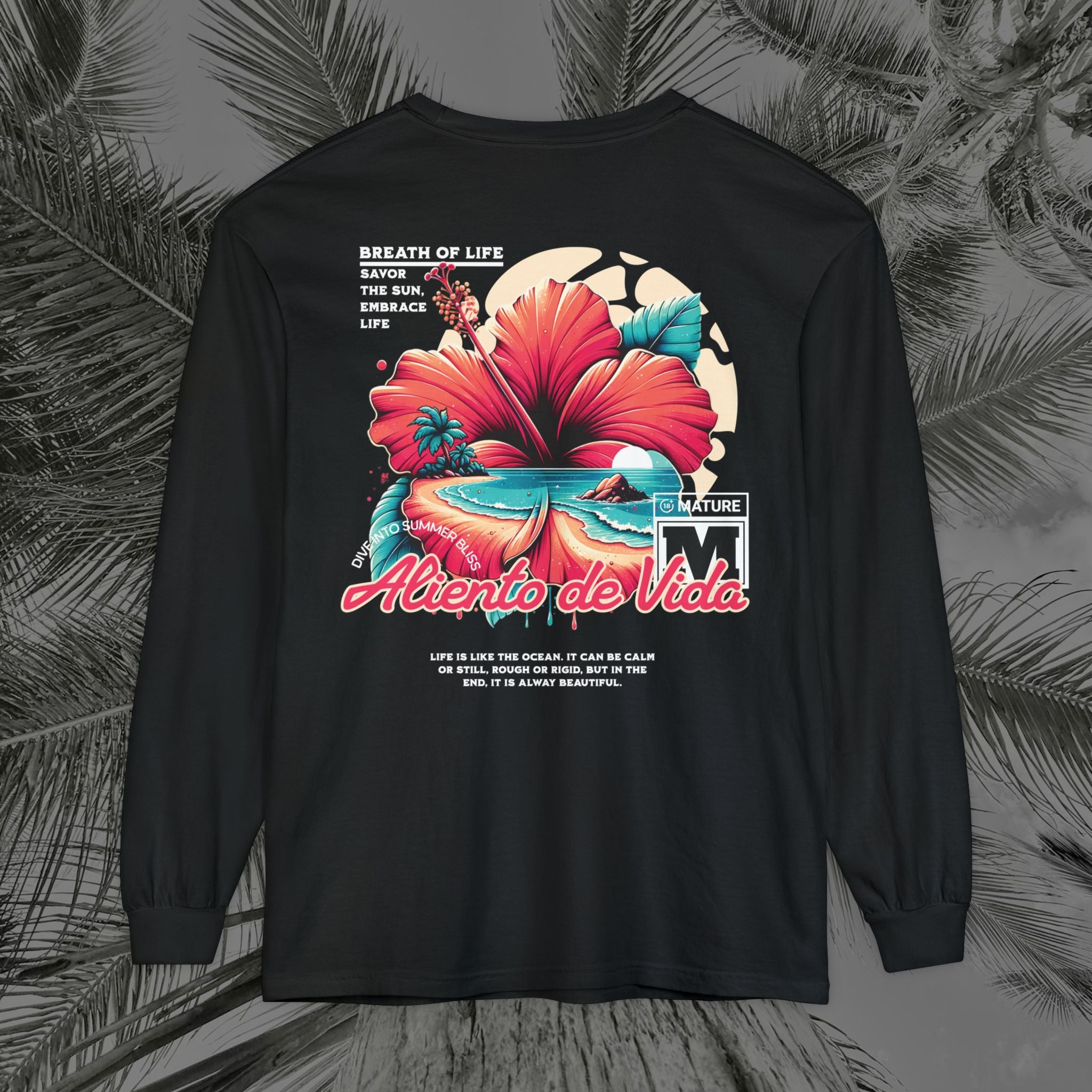 Breath Of Paradise - (UNISEX) Long Sleeve Shirt - Back Design - Aliento De Vida