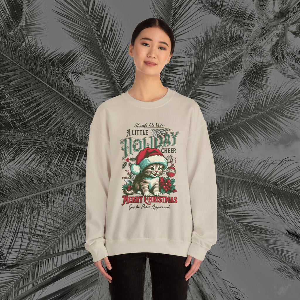 Merry Meowmas Cheer - (UNISEX) Cozy Crewneck Sweatshirt - Aliento De Vida