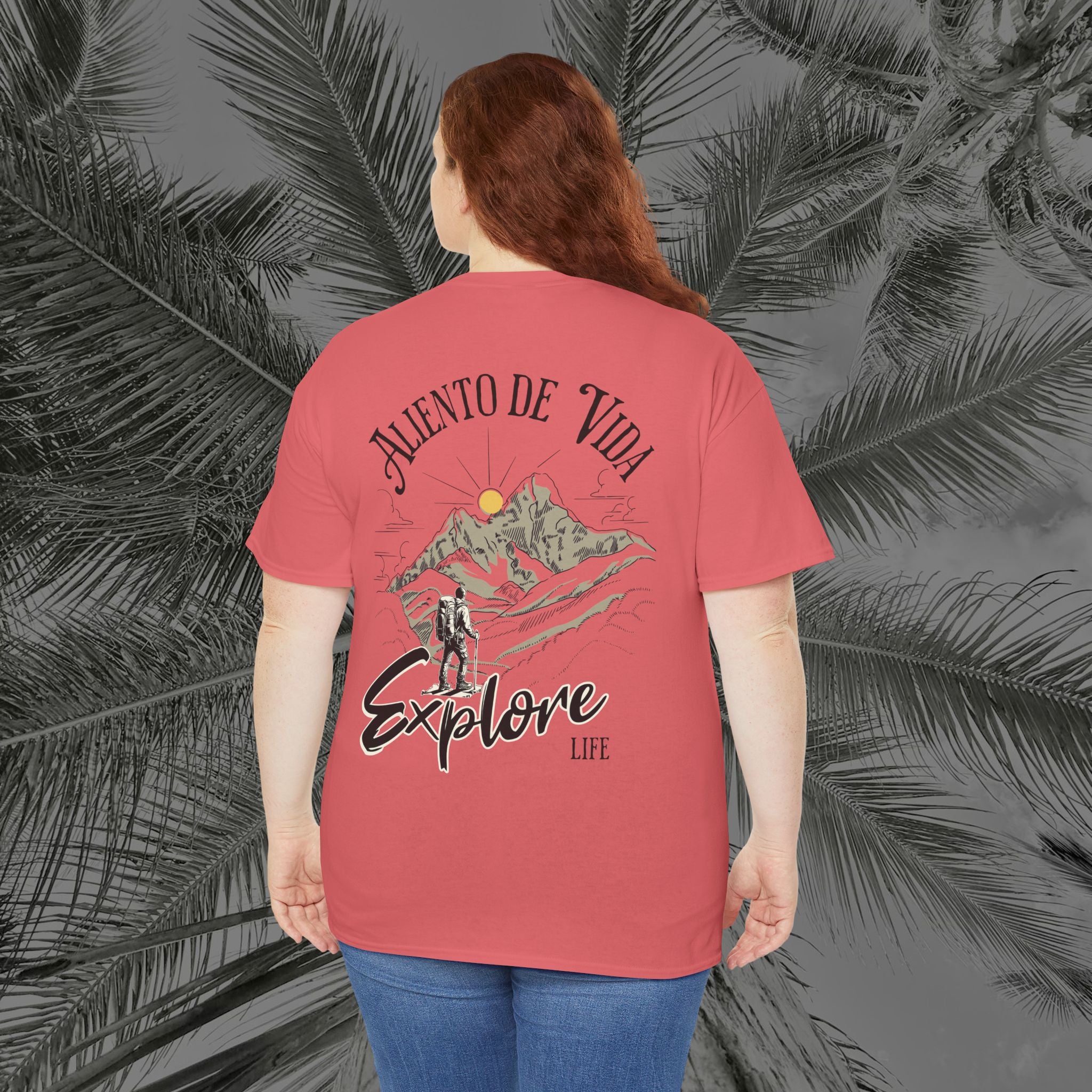 Climbing To New Heights - (UNISEX) Heavy Cotton T-Shirt - Aliento De Vida