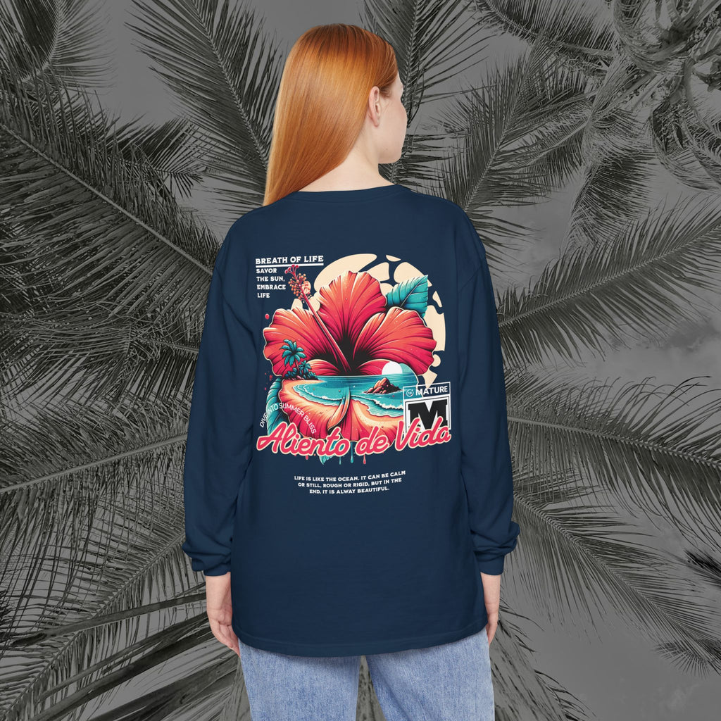 Breath Of Paradise - (UNISEX) Long Sleeve Shirt - Back Design - Aliento De Vida