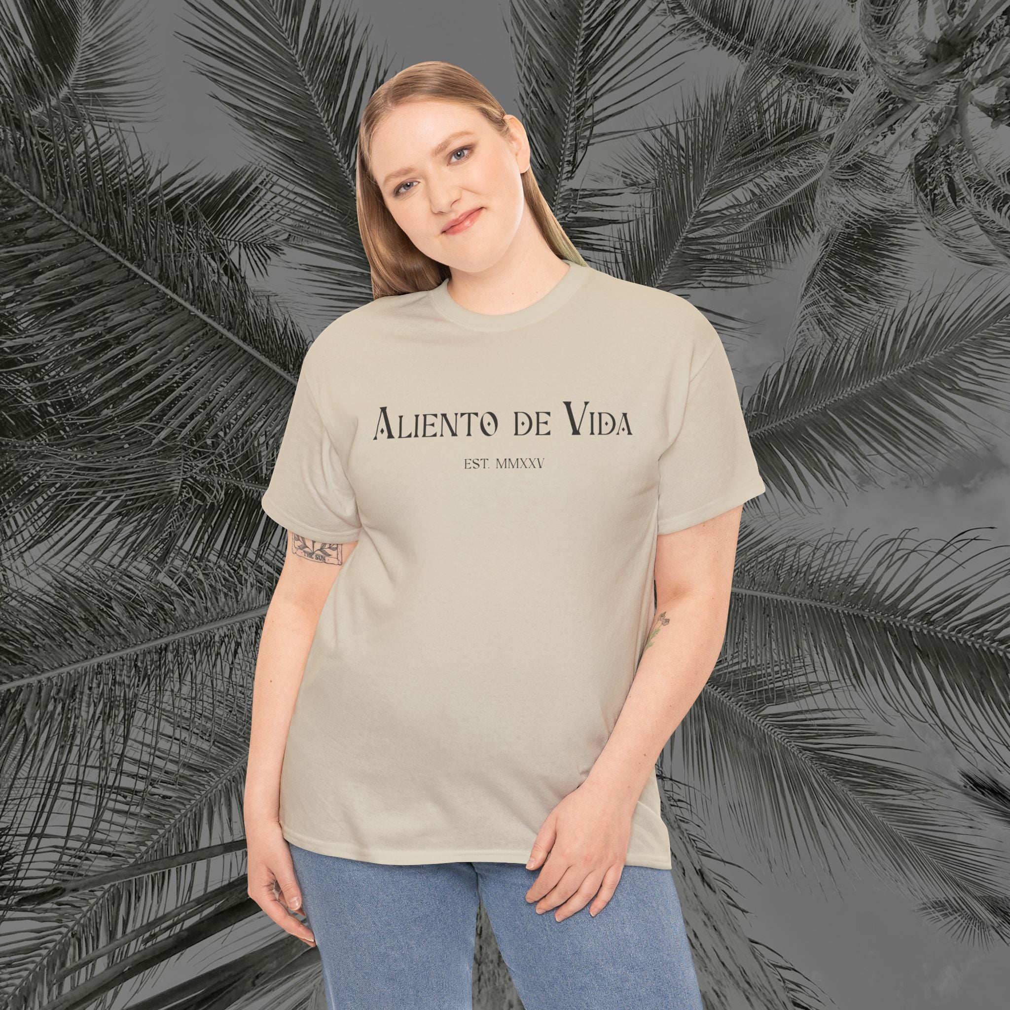 Wings of Grace - Back Design - Heavy Cotton Tee - Aliento De Vida