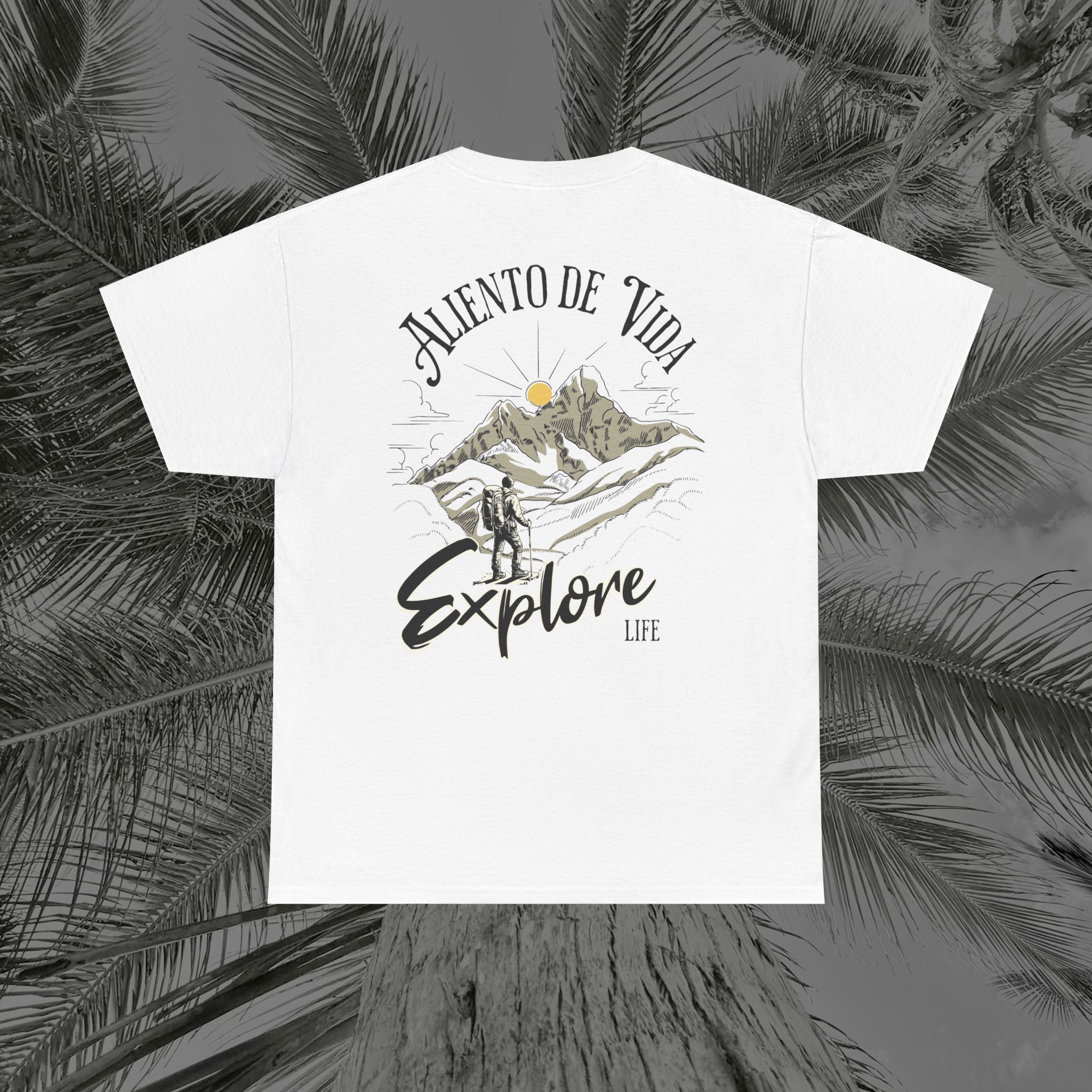 Climbing To New Heights - (UNISEX) Heavy Cotton T-Shirt - Aliento De Vida