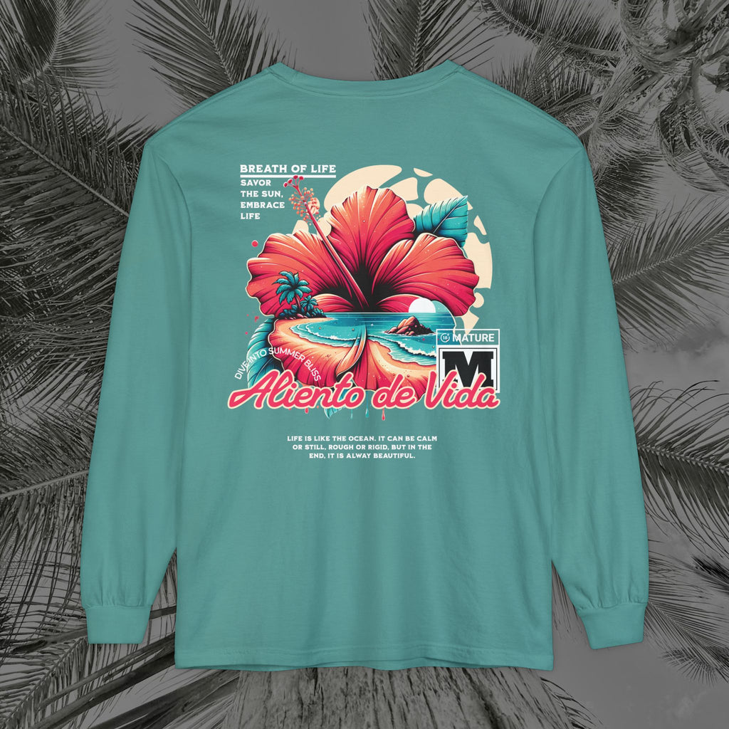 Breath Of Paradise - (UNISEX) Long Sleeve Shirt - Back Design - Aliento De Vida
