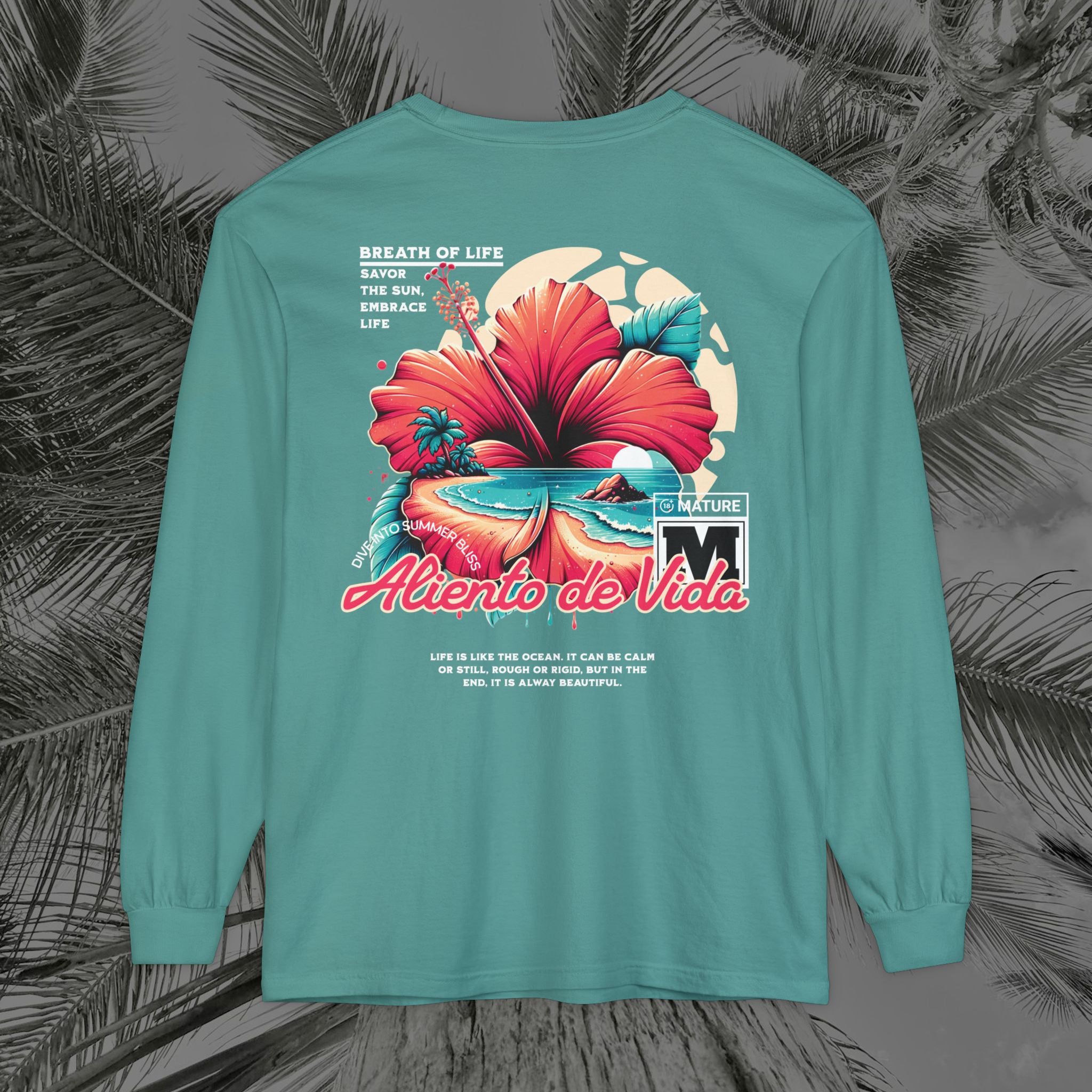 Breath Of Paradise - (UNISEX) Long Sleeve Shirt - Back Design - Aliento De Vida