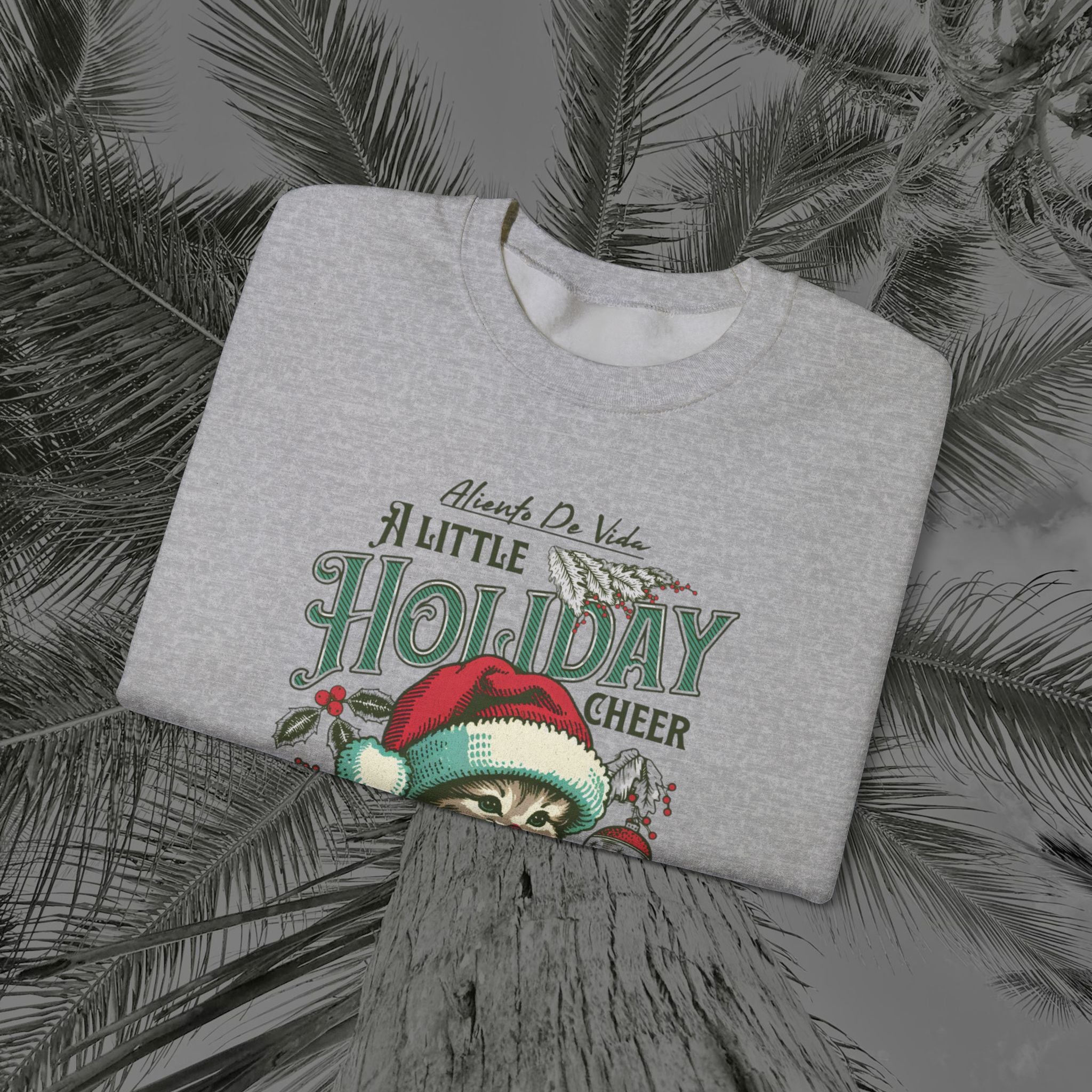 Merry Meowmas Cheer - (UNISEX) Cozy Crewneck Sweatshirt - Aliento De Vida