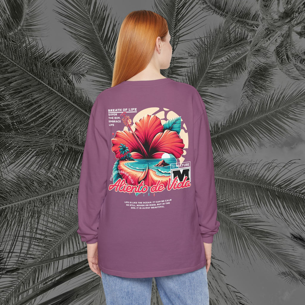 Breath Of Paradise - (UNISEX) Long Sleeve Shirt - Back Design - Aliento De Vida