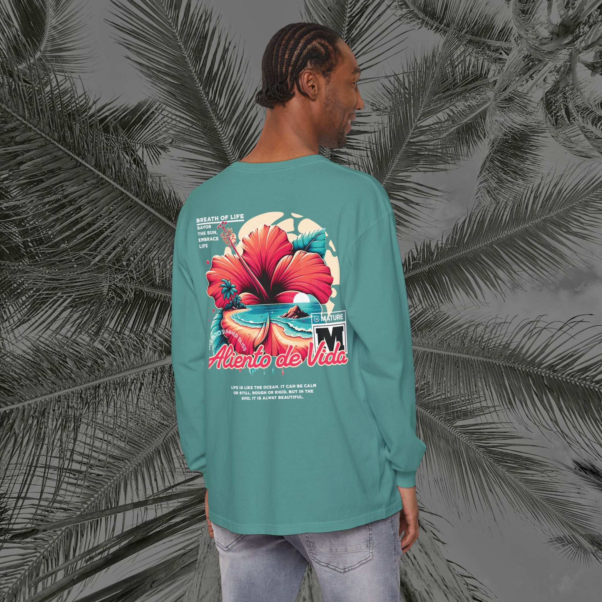 Breath Of Paradise - (UNISEX) Long Sleeve Shirt - Back Design - Aliento De Vida