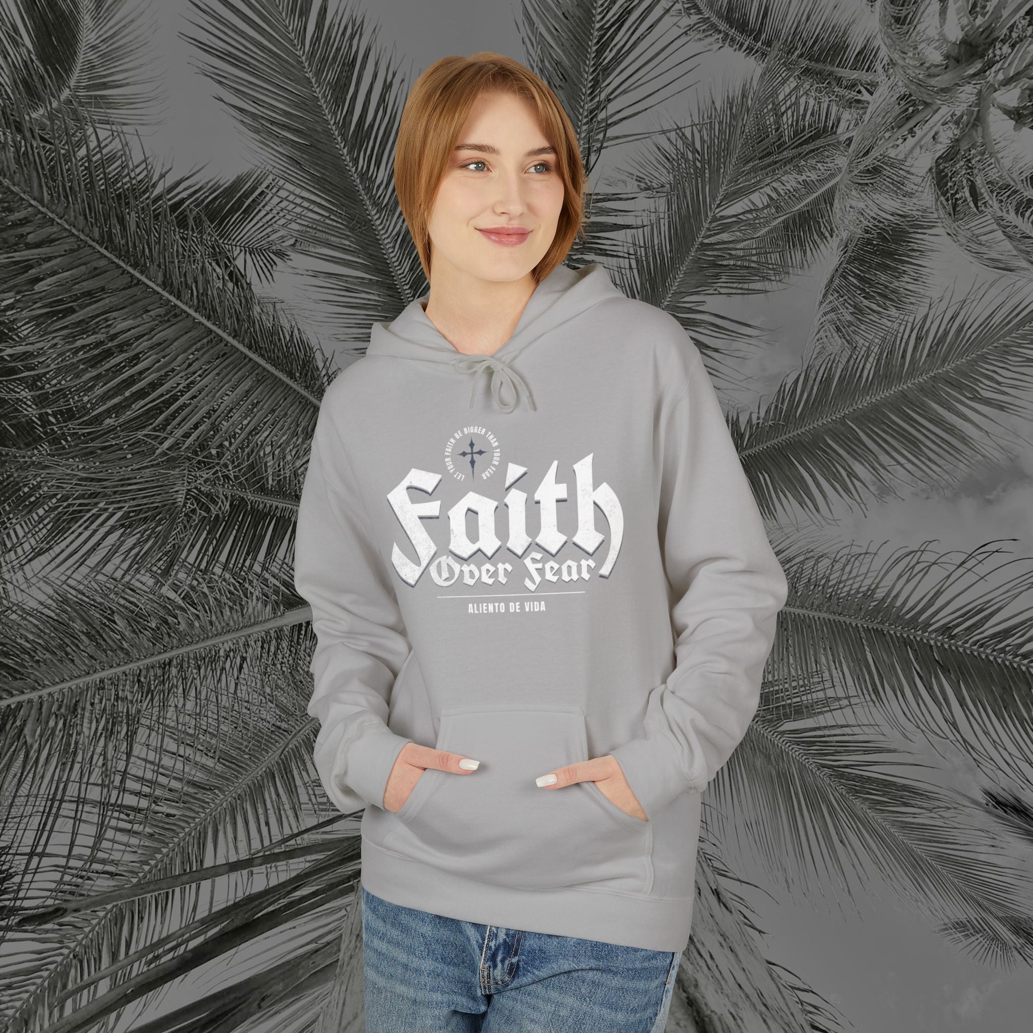 Faith Over Fear - (UNISEX) Midweight Fleece Hoodie - Aliento De Vida
