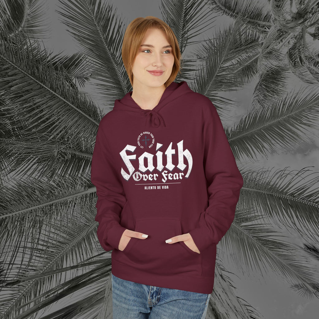 Faith Over Fear - (UNISEX) Midweight Fleece Hoodie - Aliento De Vida