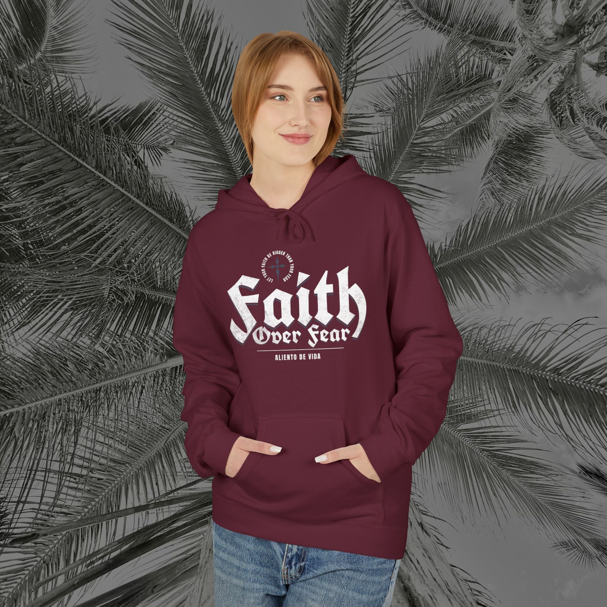 Faith Over Fear - (UNISEX) Midweight Fleece Hoodie - Aliento De Vida