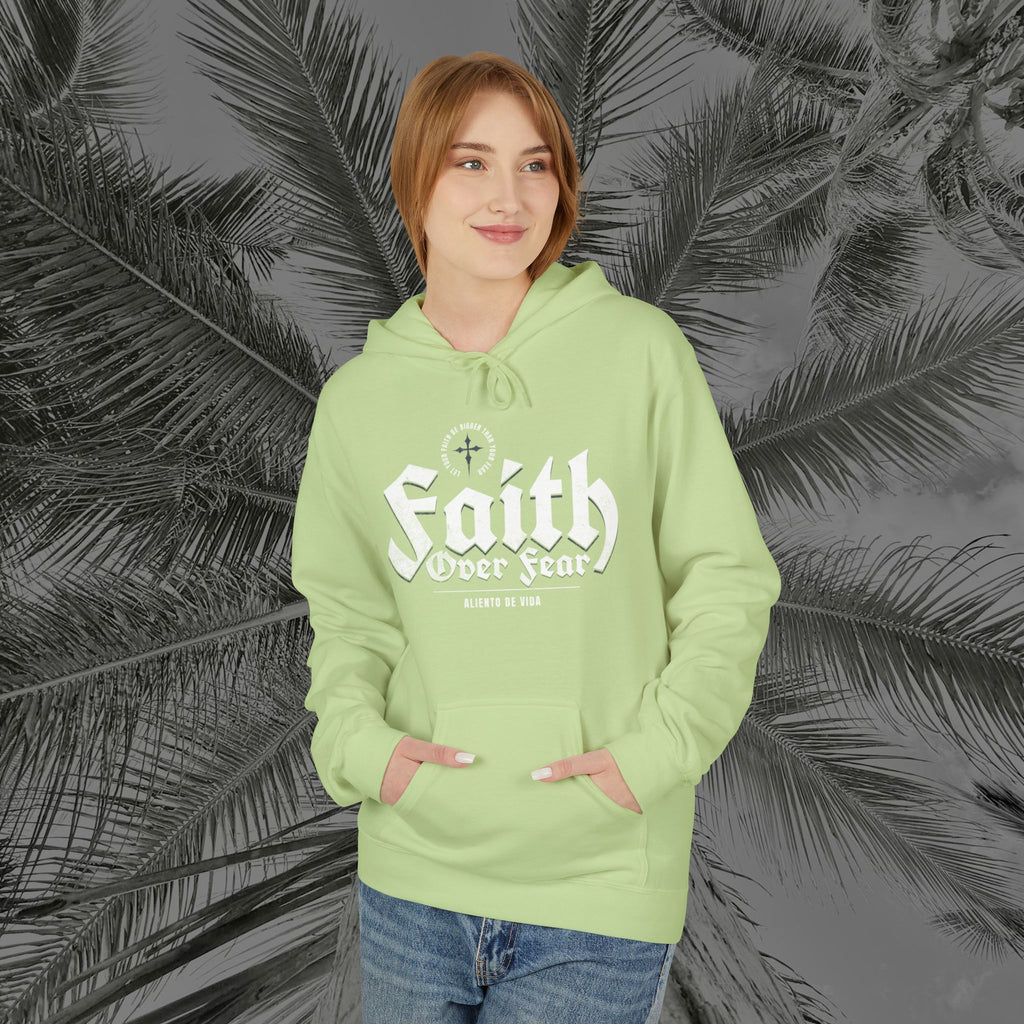 Faith Over Fear - (UNISEX) Midweight Fleece Hoodie - Aliento De Vida