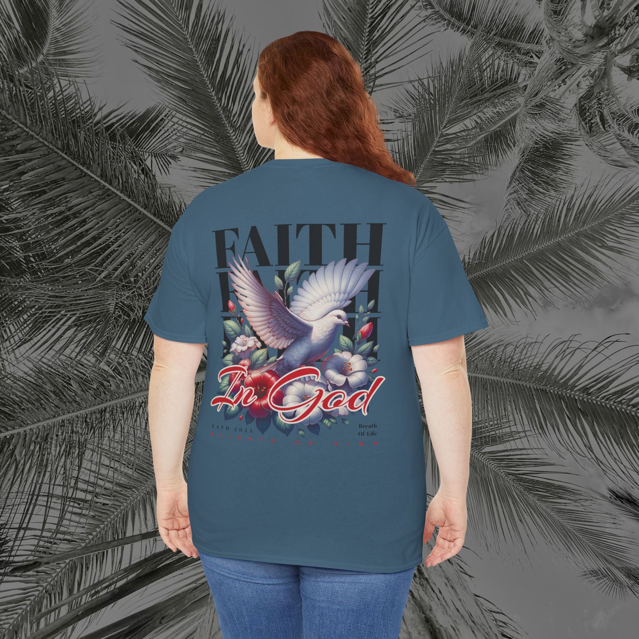 Wings of Grace - Back Design - Heavy Cotton Tee - Aliento De Vida
