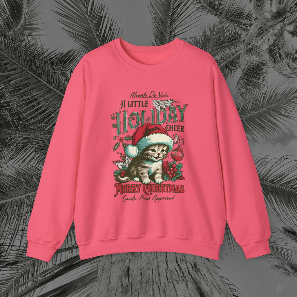 Merry Meowmas Cheer - (UNISEX) Cozy Crewneck Sweatshirt - Aliento De Vida