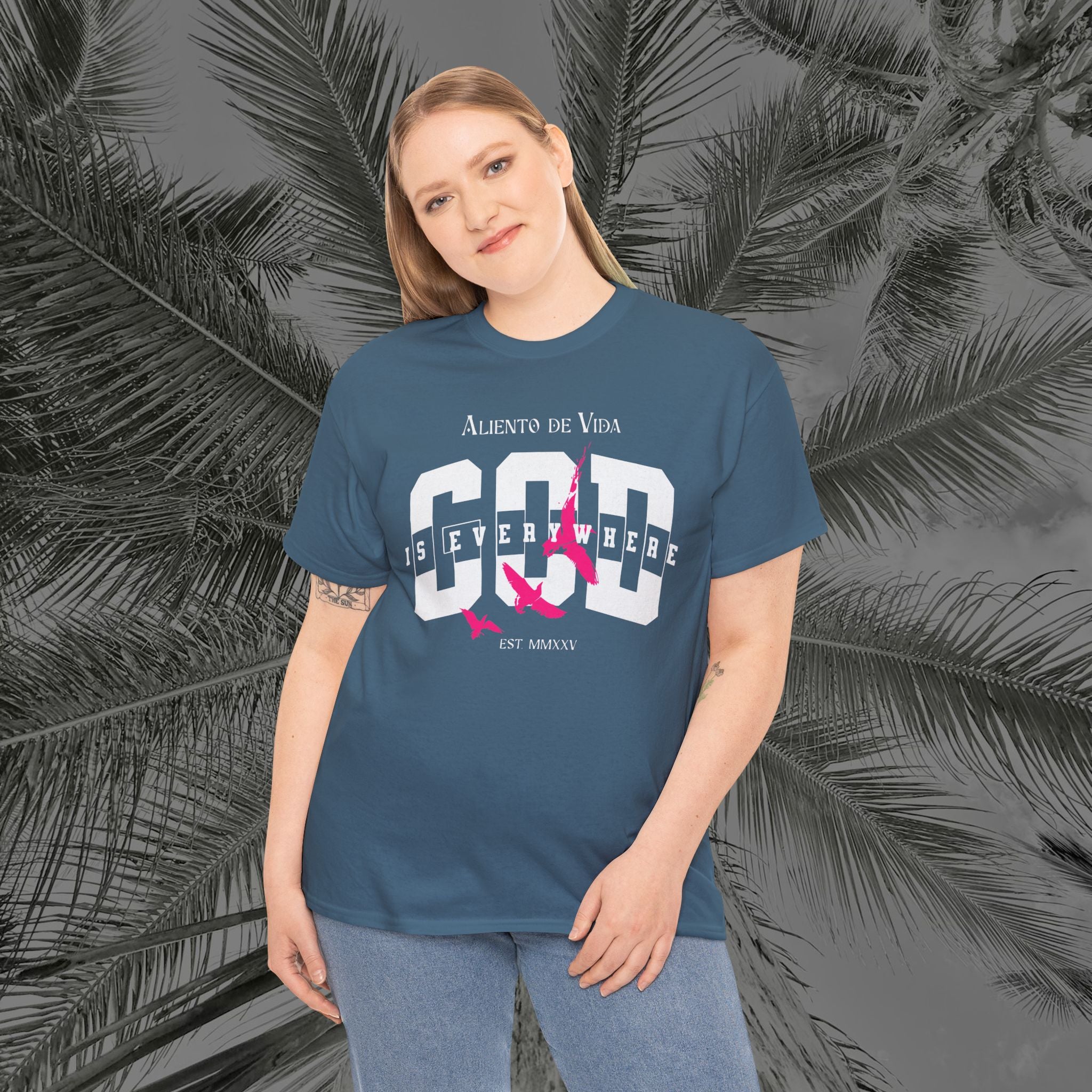 God Is Everywhere - (UNISEX) Heavy Cotton Tee - Aliento De Vida
