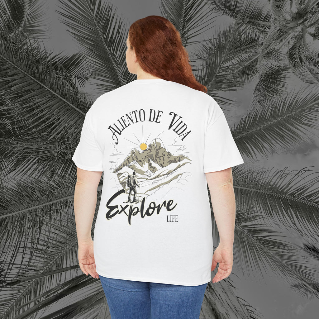 Climbing To New Heights - (UNISEX) Heavy Cotton T-Shirt - Aliento De Vida