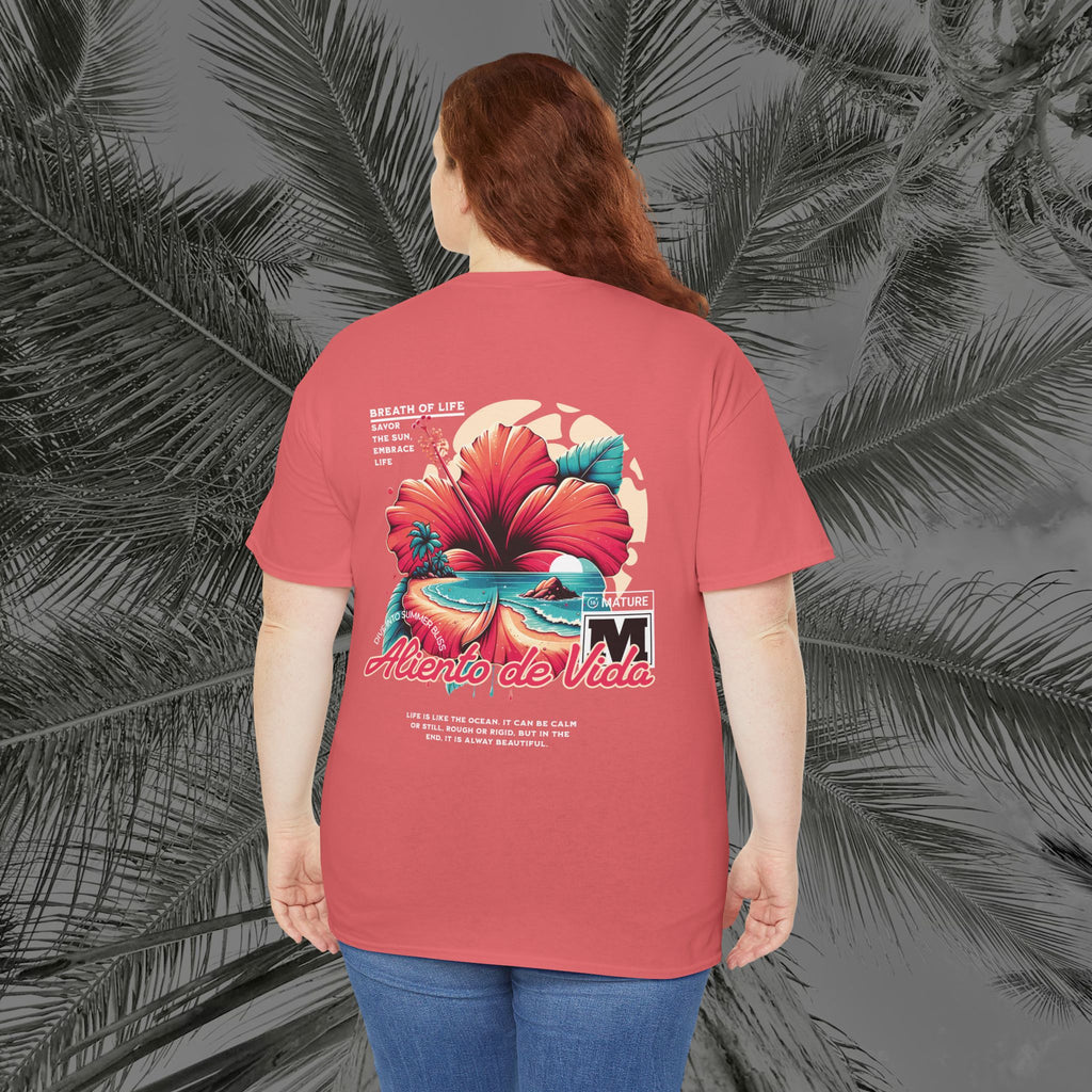 Breath Of Paradise - (UNISEX) Heavy Cotton T-Shirt - Back Design - Aliento De Vida