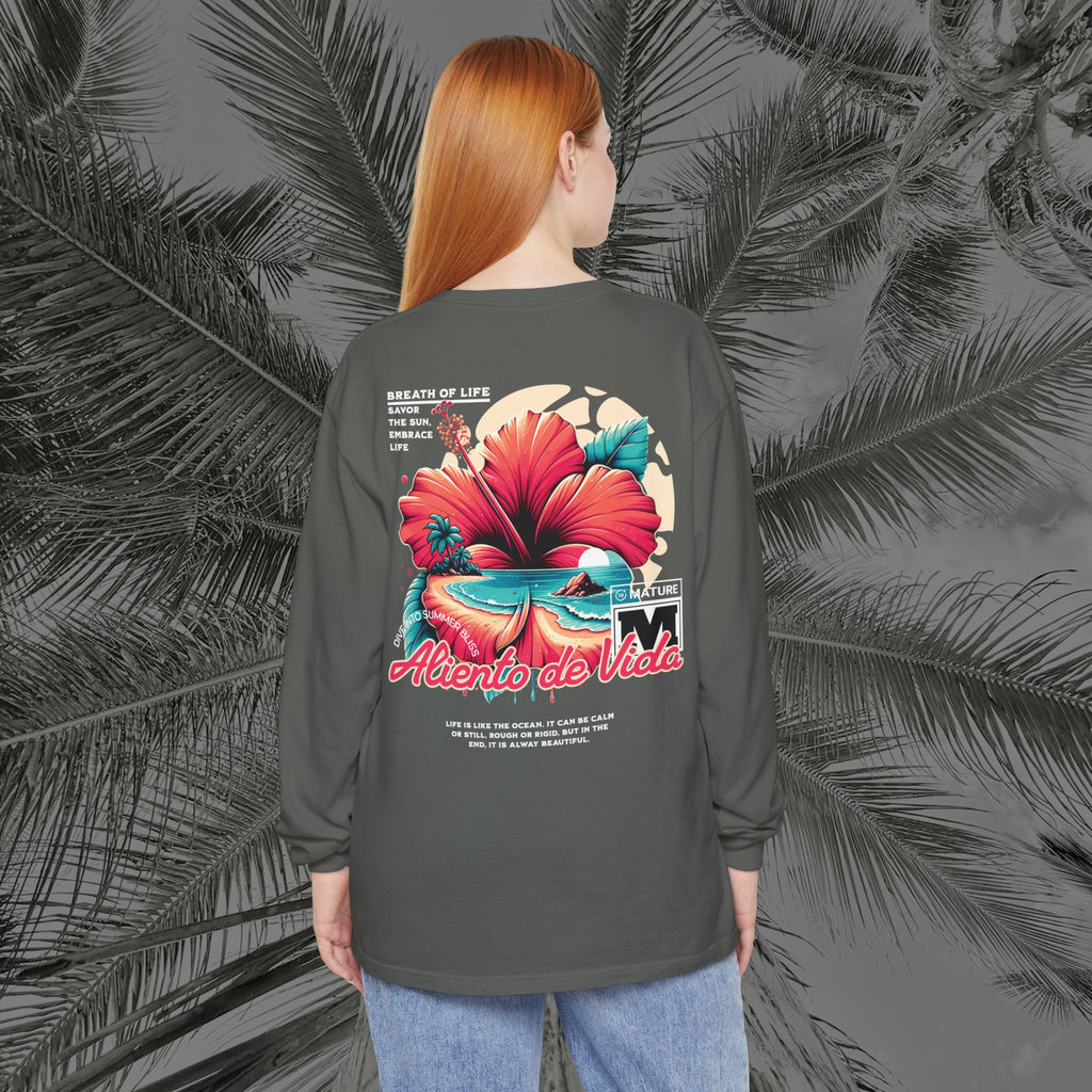 Breath Of Paradise - (UNISEX) Long Sleeve Shirt - Back Design - Aliento De Vida