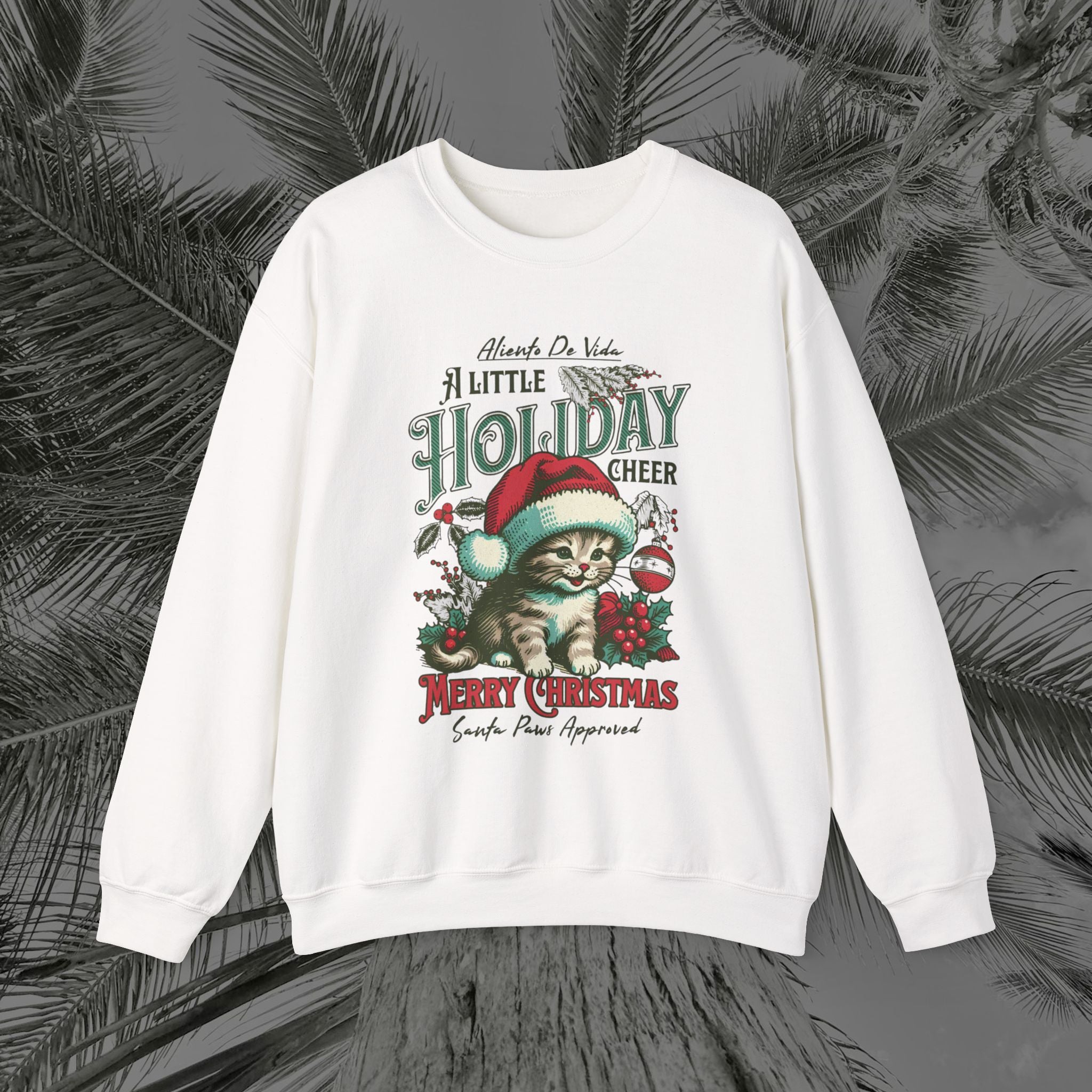 Merry Meowmas Cheer - (UNISEX) Cozy Crewneck Sweatshirt - Aliento De Vida