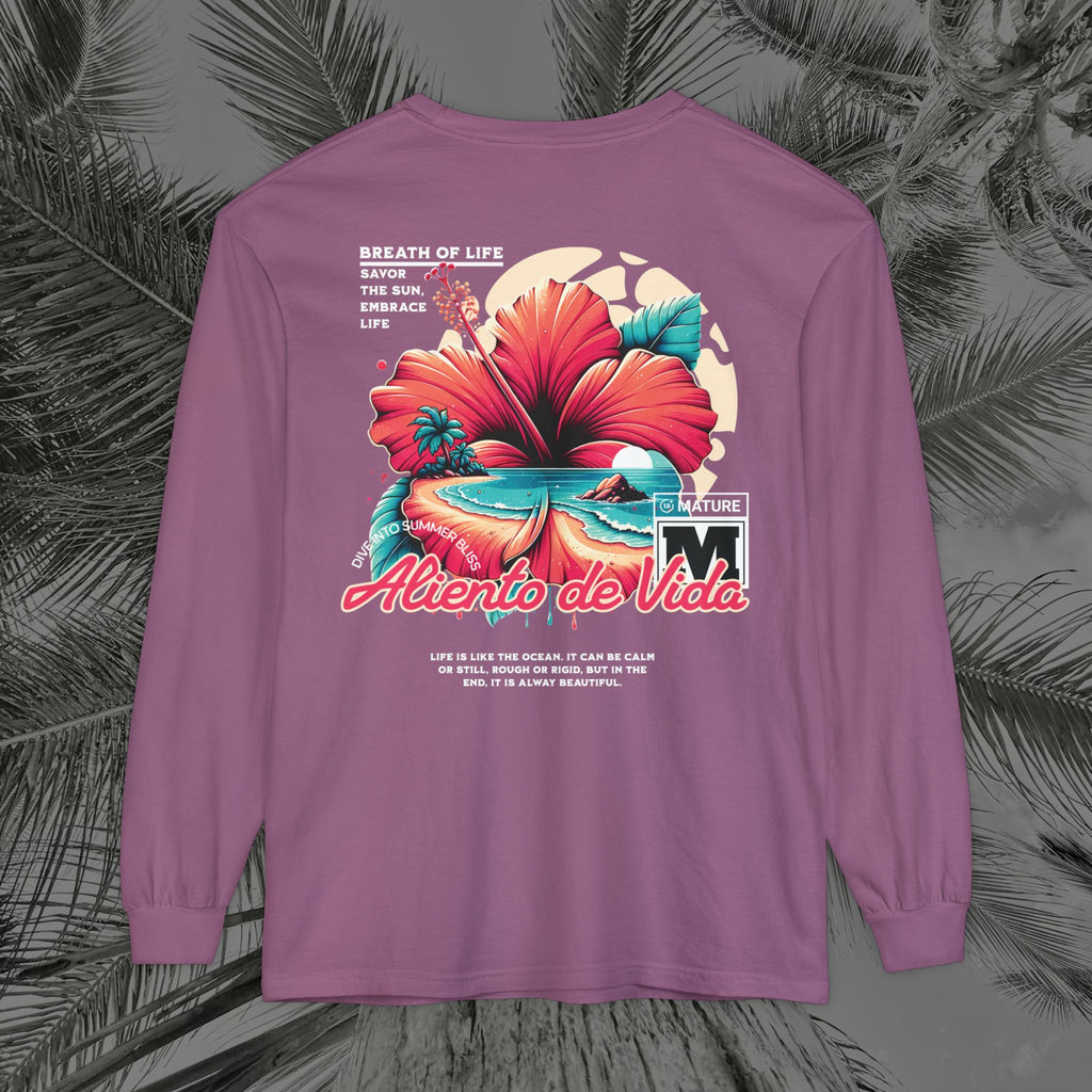 Breath Of Paradise - (UNISEX) Long Sleeve Shirt - Back Design - Aliento De Vida