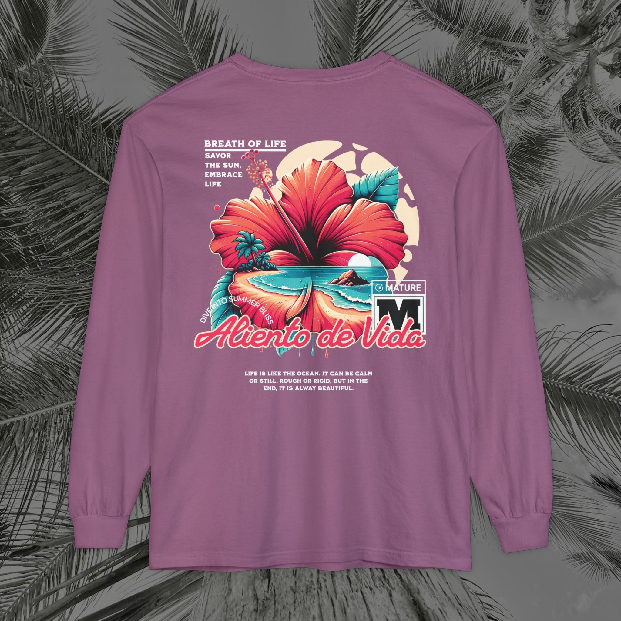 Breath Of Paradise - (UNISEX) Long Sleeve Shirt - Back Design - Aliento De Vida