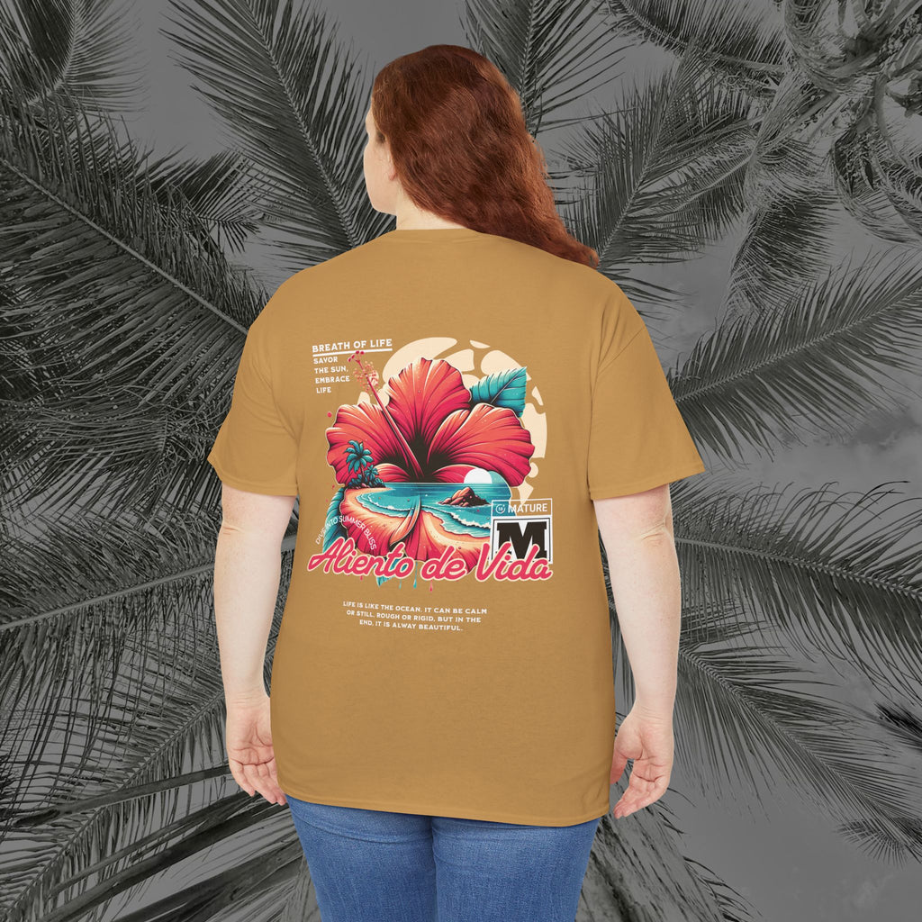 Breath Of Paradise - (UNISEX) Heavy Cotton T-Shirt - Back Design - Aliento De Vida