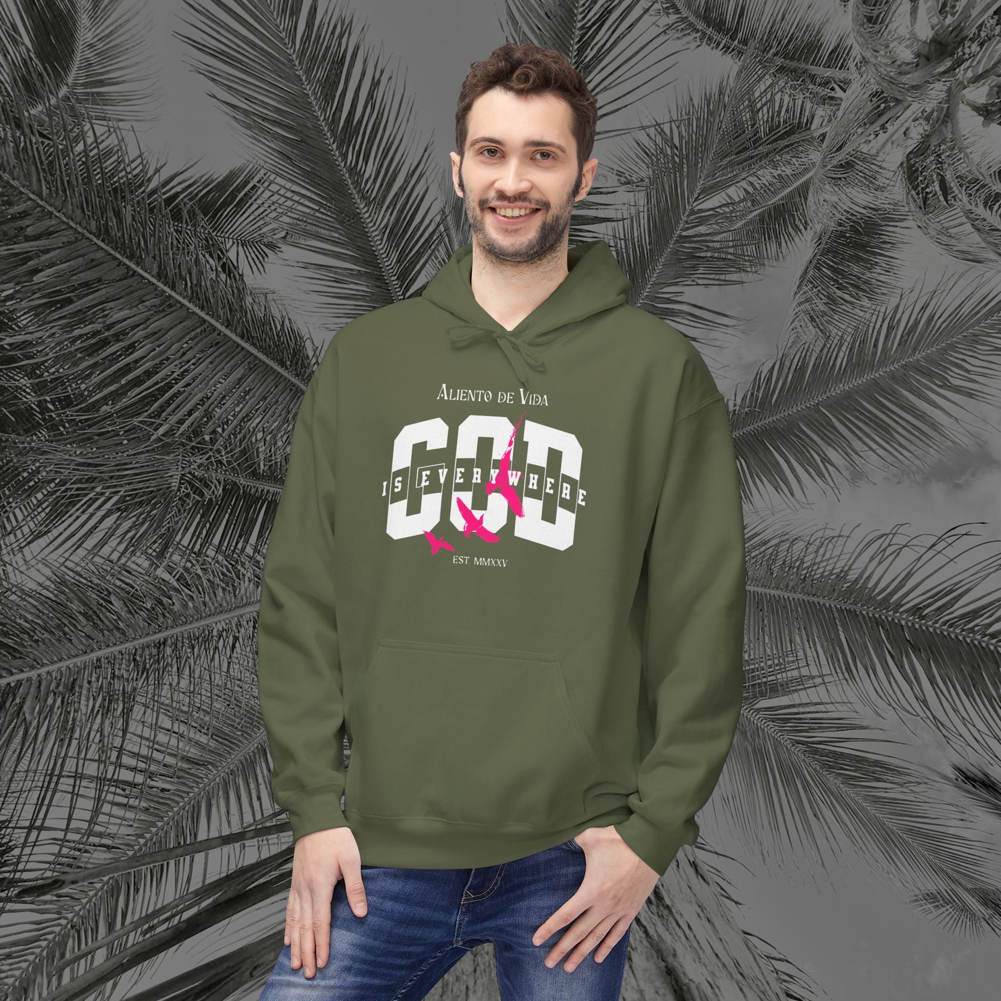 God Is Everywhere - (UNISEX) Midweight Fleece Hoodie - Aliento De Vida