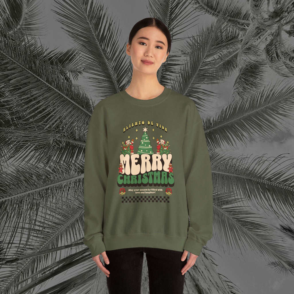 Retro Merry Magic- (UNISEX) Cozy Crewneck Sweatshirt - Aliento De Vida