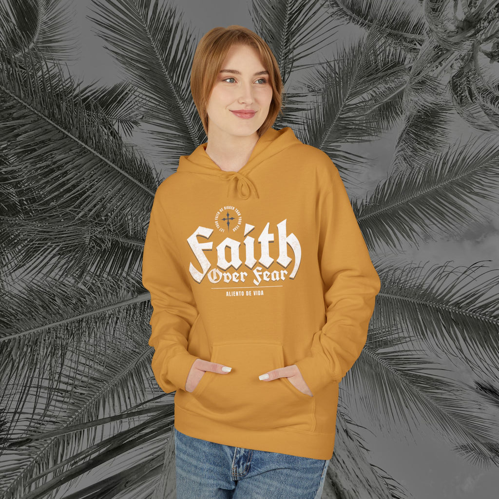Faith Over Fear - (UNISEX) Midweight Fleece Hoodie - Aliento De Vida