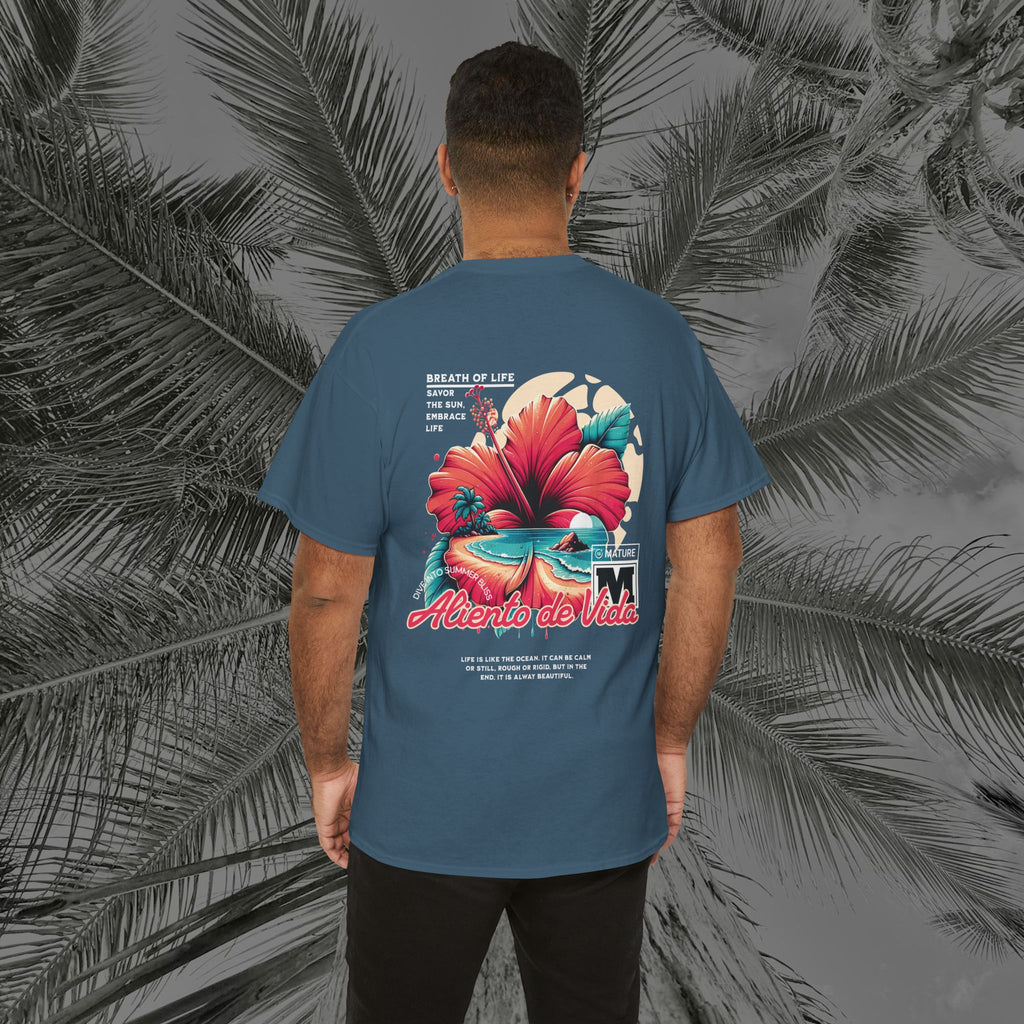 Breath Of Paradise - (UNISEX) Heavy Cotton T-Shirt - Back Design - Aliento De Vida
