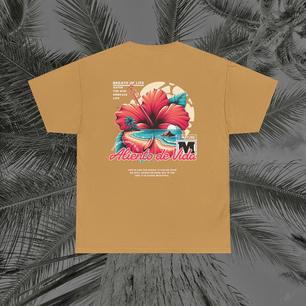 Breath Of Paradise - (UNISEX) Heavy Cotton T-Shirt - Back Design - Aliento De Vida