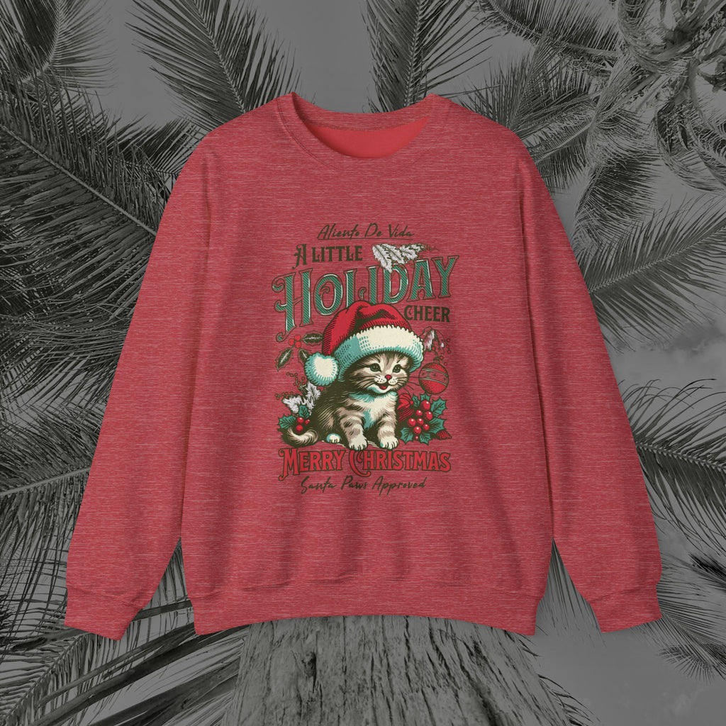 Merry Meowmas Cheer - (UNISEX) Cozy Crewneck Sweatshirt - Aliento De Vida
