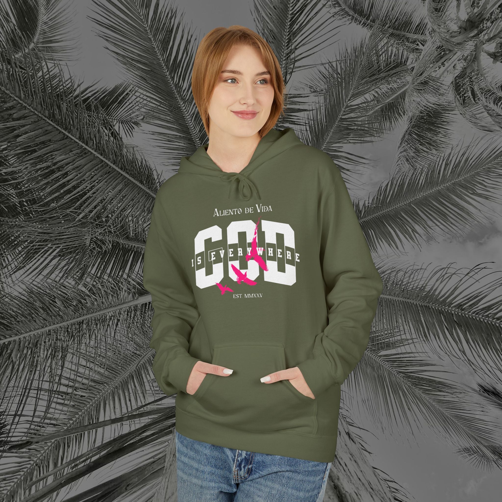 God Is Everywhere - (UNISEX) Midweight Fleece Hoodie - Aliento De Vida