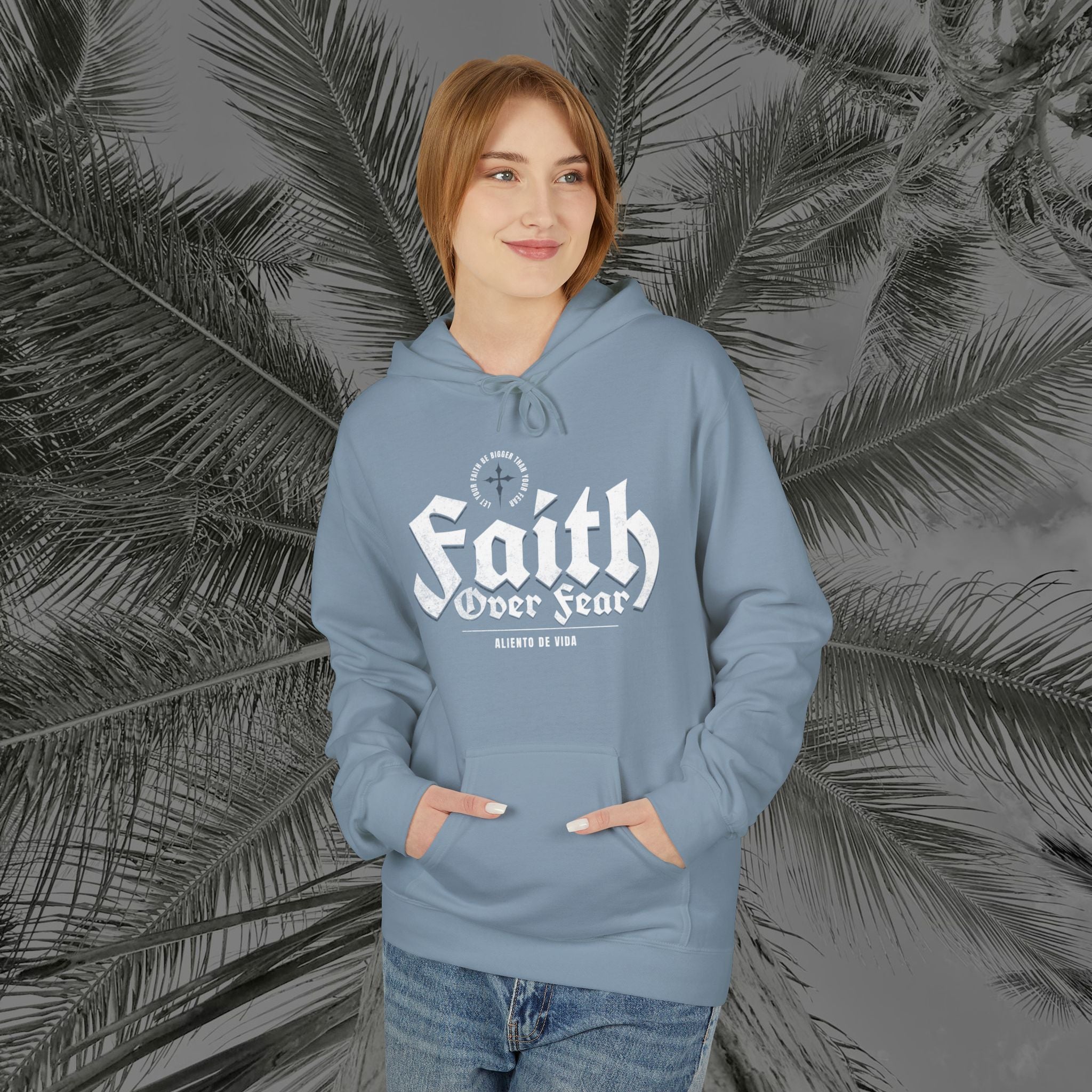 Faith Over Fear - (UNISEX) Midweight Fleece Hoodie - Aliento De Vida