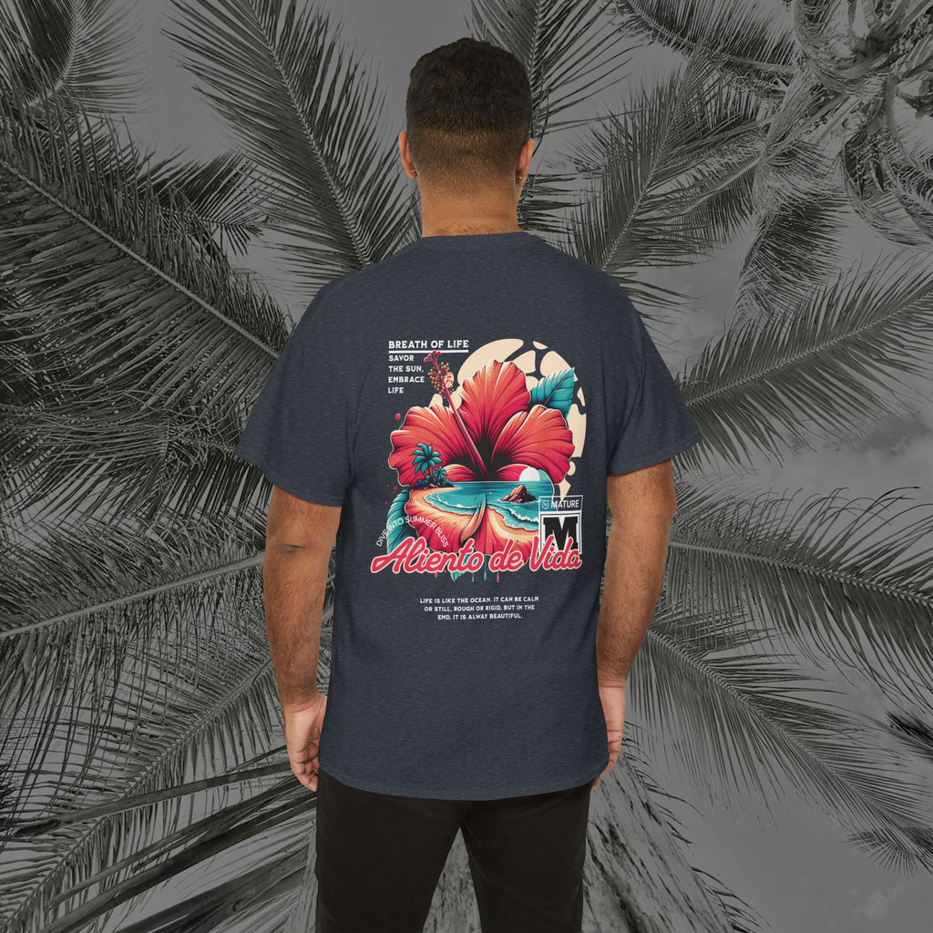 Breath Of Paradise - (UNISEX) Heavy Cotton T-Shirt - Back Design - Aliento De Vida
