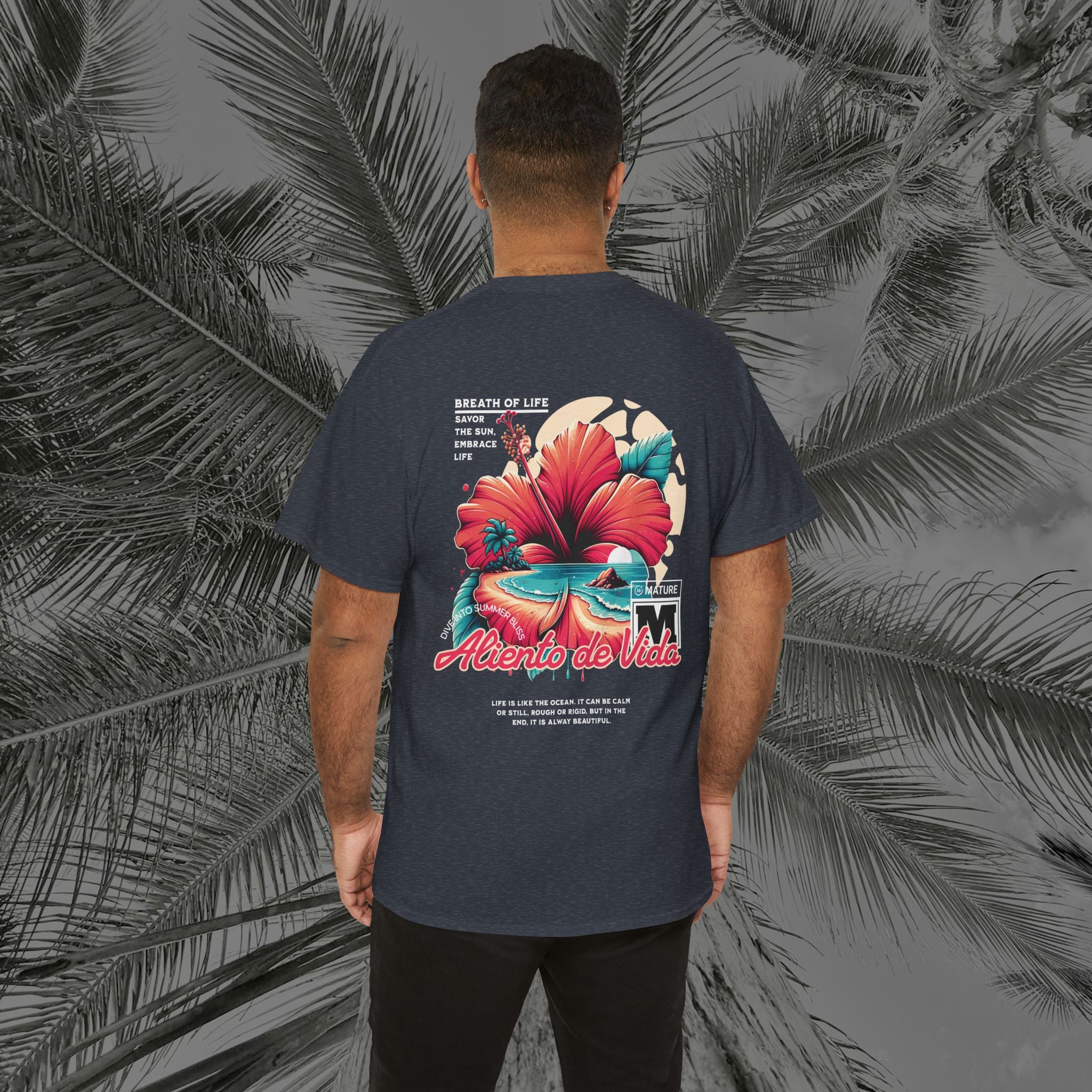 Breath Of Paradise - (UNISEX) Heavy Cotton T-Shirt - Back Design - Aliento De Vida