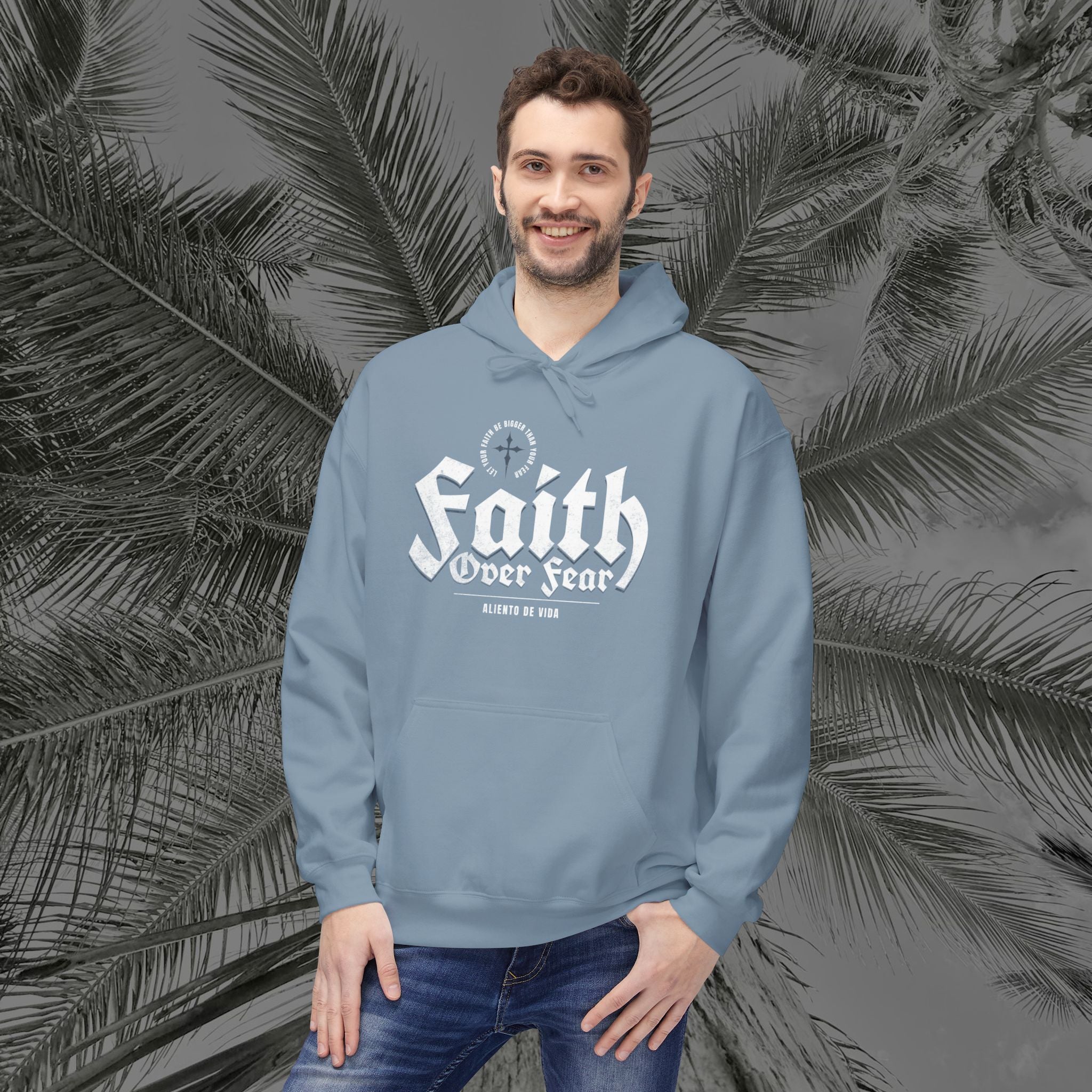 Faith Over Fear - (UNISEX) Midweight Fleece Hoodie - Aliento De Vida