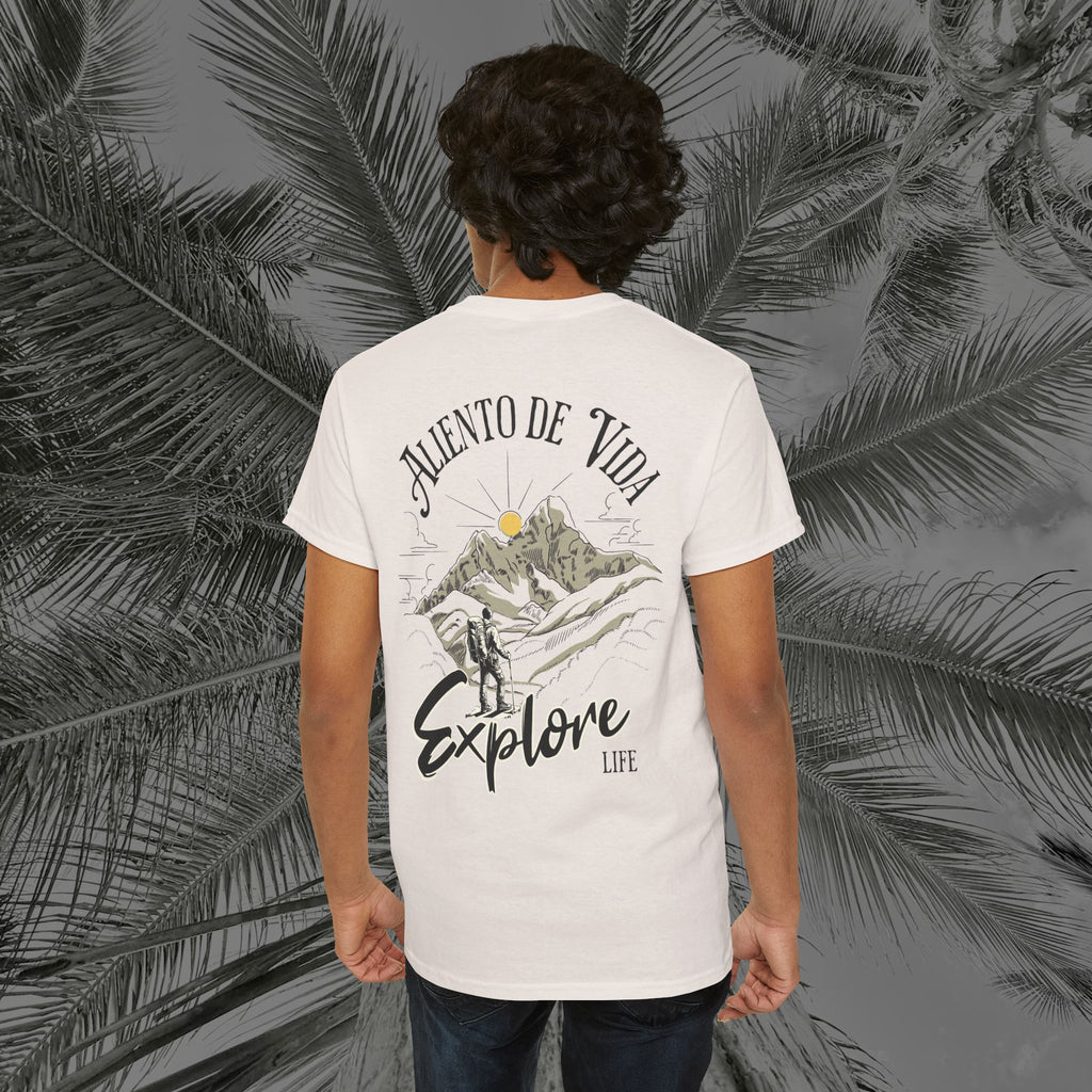 Climbing To New Heights - (UNISEX) Heavy Cotton T-Shirt - Aliento De Vida