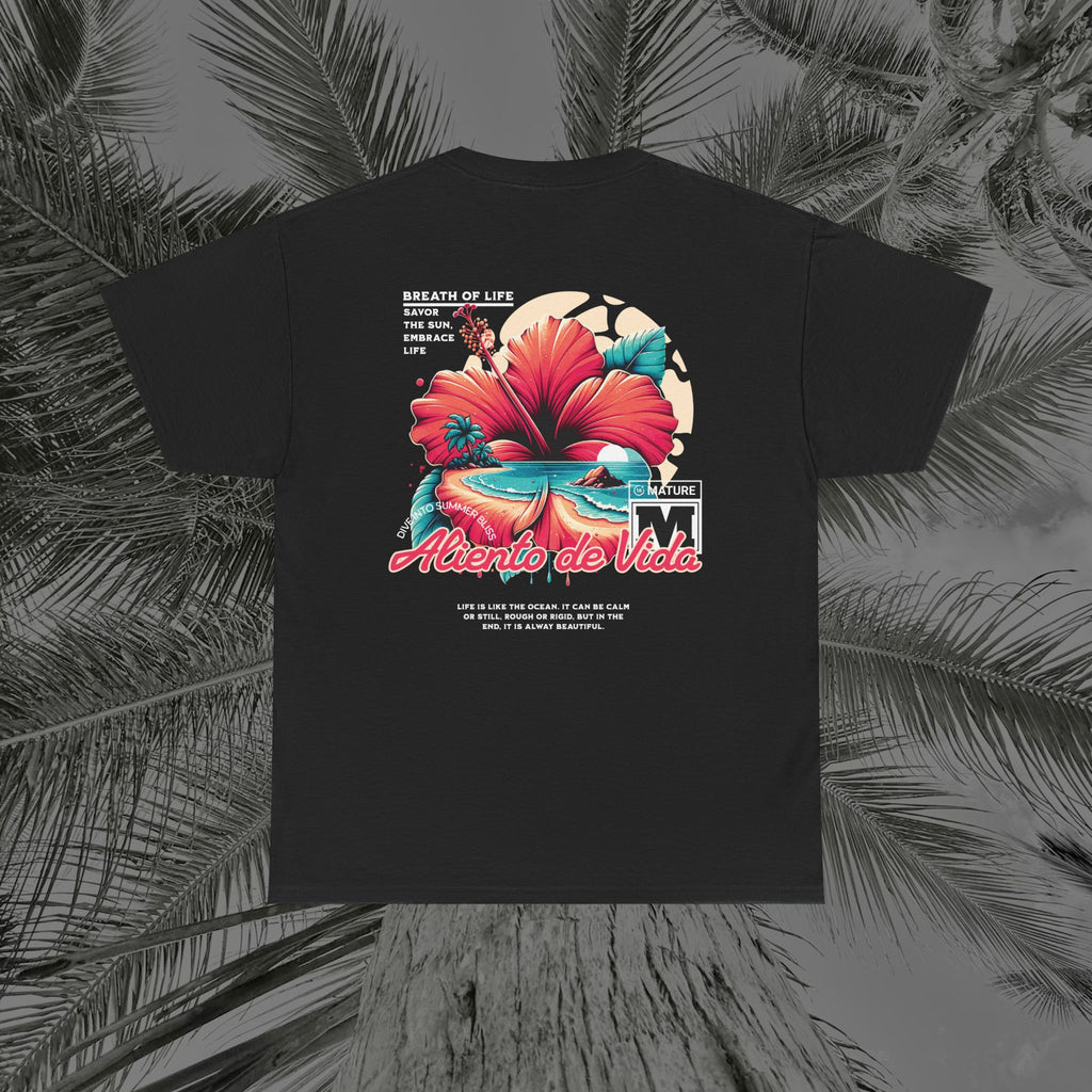 Breath Of Paradise - (UNISEX) Heavy Cotton T-Shirt - Back Design - Aliento De Vida