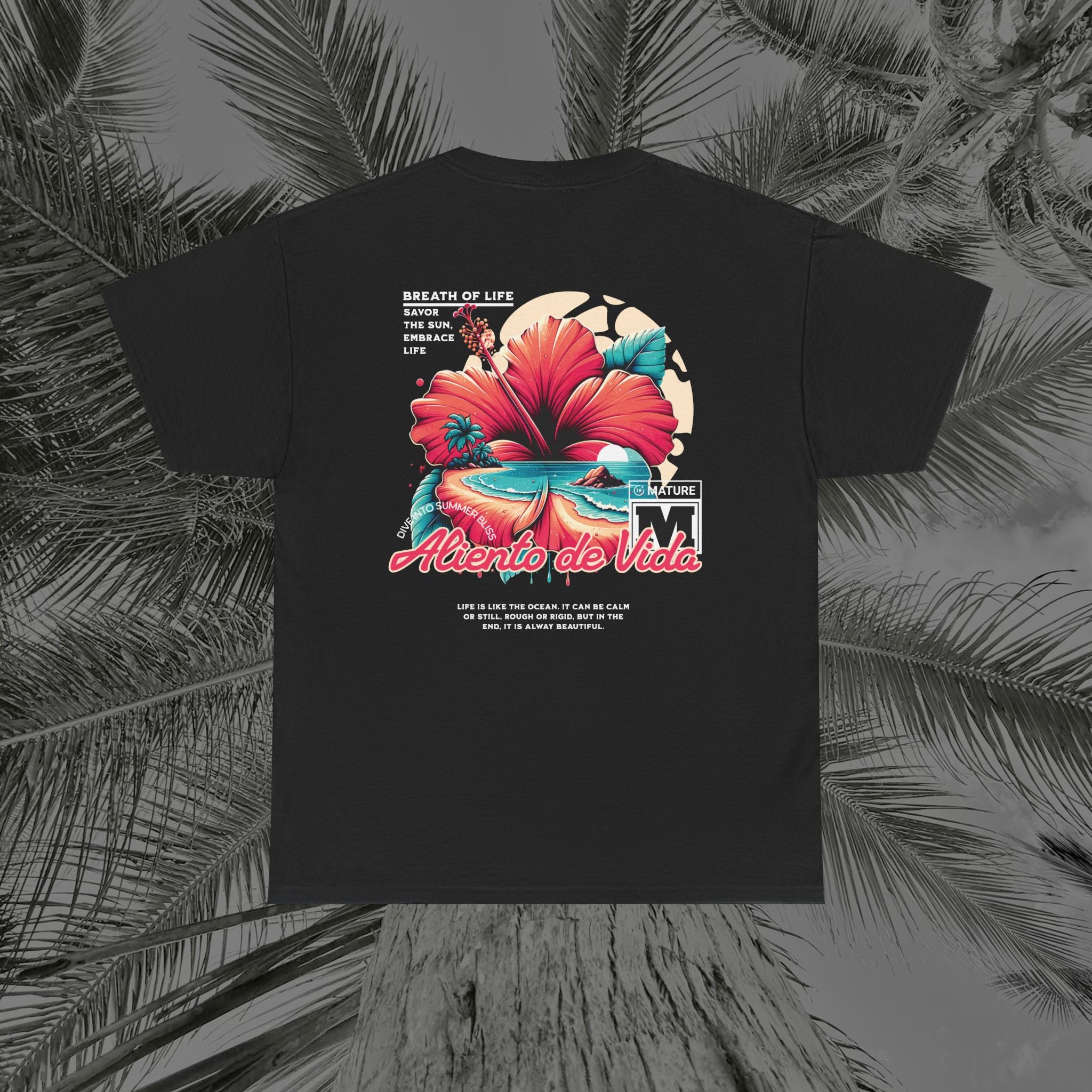Breath Of Paradise - (UNISEX) Heavy Cotton T-Shirt - Back Design - Aliento De Vida