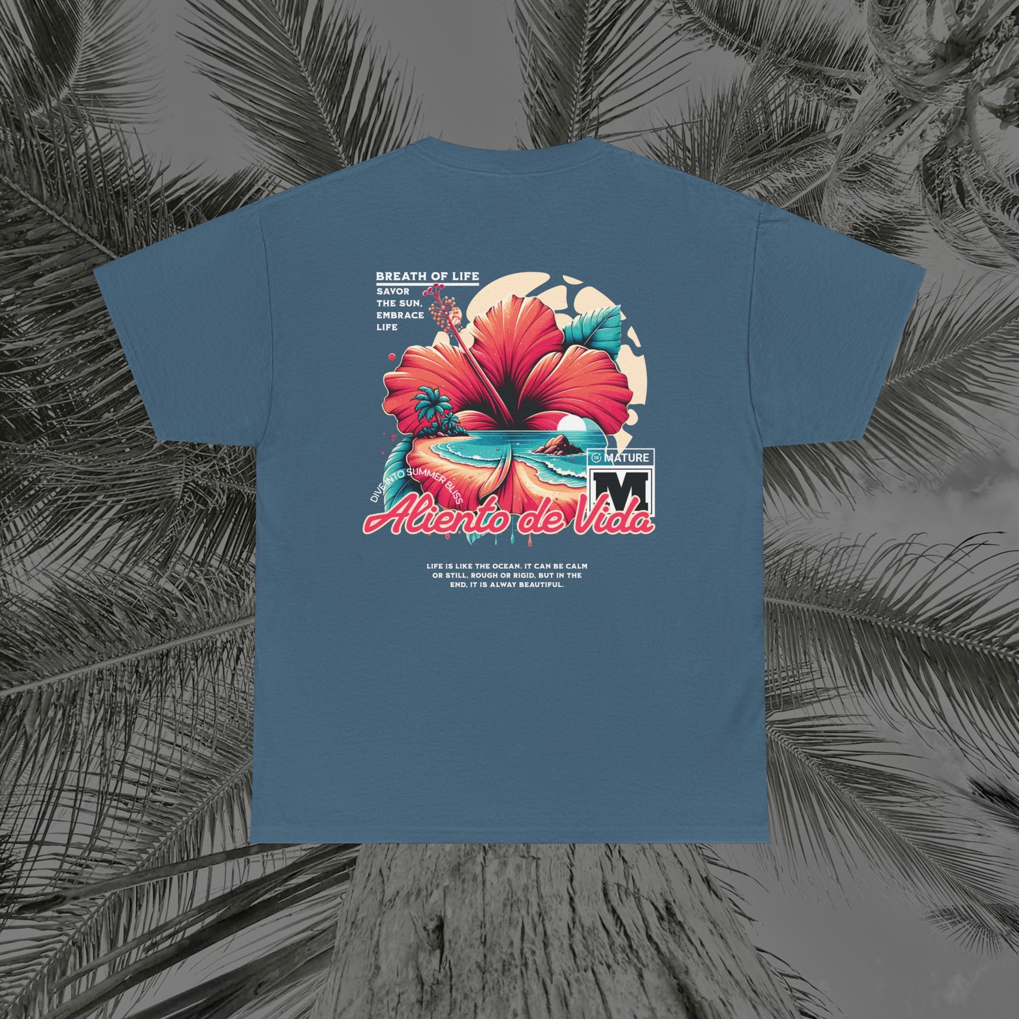 Breath Of Paradise - (UNISEX) Heavy Cotton T-Shirt - Back Design - Aliento De Vida