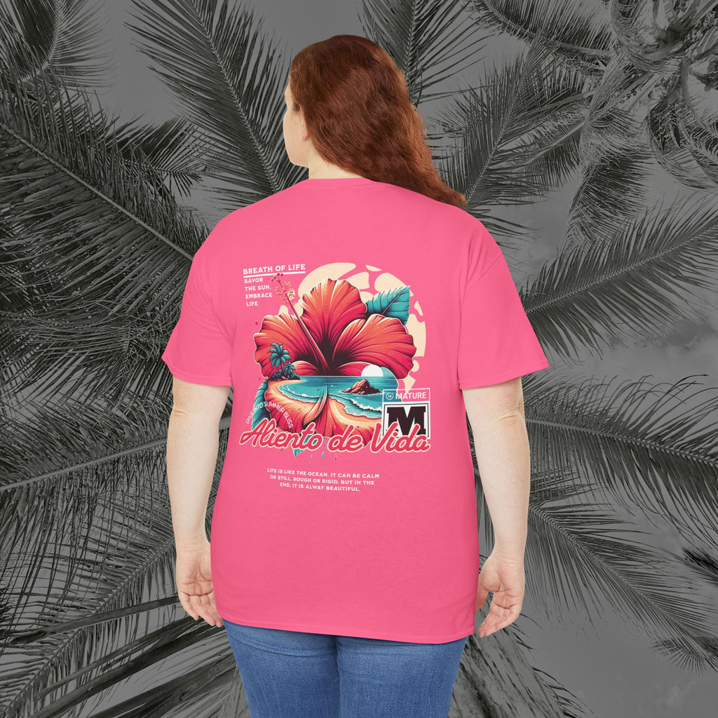 Breath Of Paradise - (UNISEX) Heavy Cotton T-Shirt - Back Design - Aliento De Vida