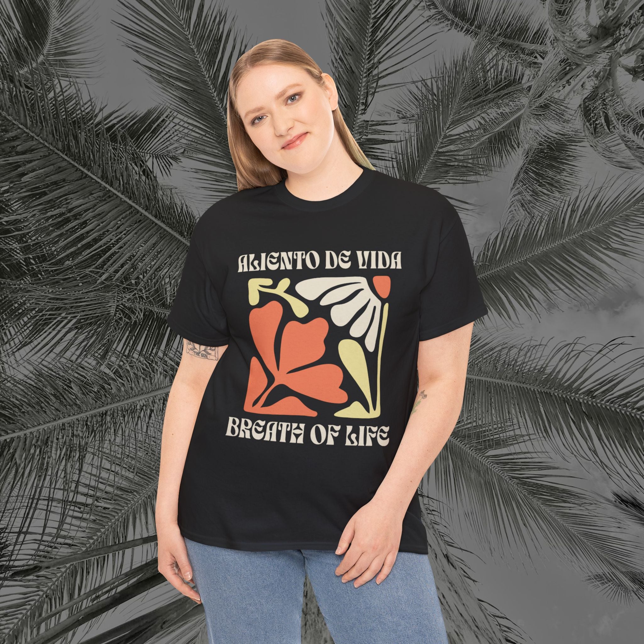 One Breath, Infinite Bloom - (UNISEX) Heavy Cotton T-Shirt - Aliento De Vida