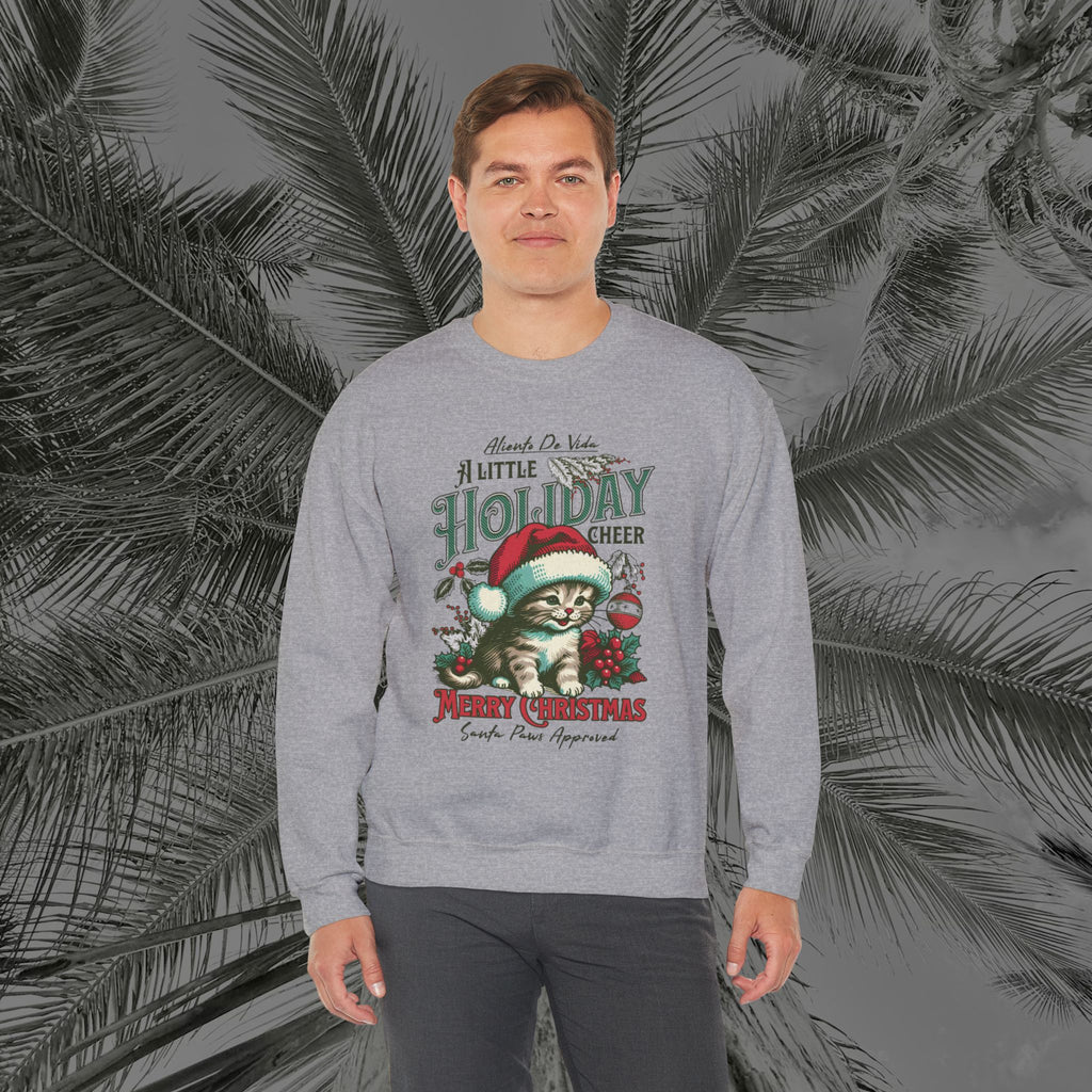 Merry Meowmas Cheer - (UNISEX) Cozy Crewneck Sweatshirt - Aliento De Vida