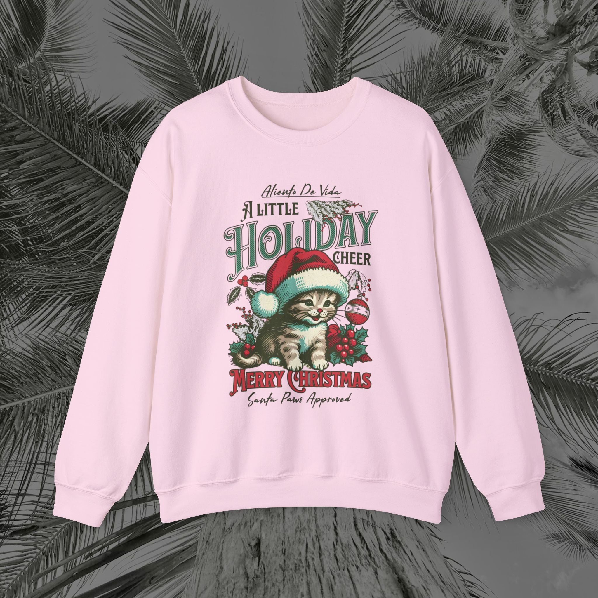Merry Meowmas Cheer - (UNISEX) Cozy Crewneck Sweatshirt - Aliento De Vida