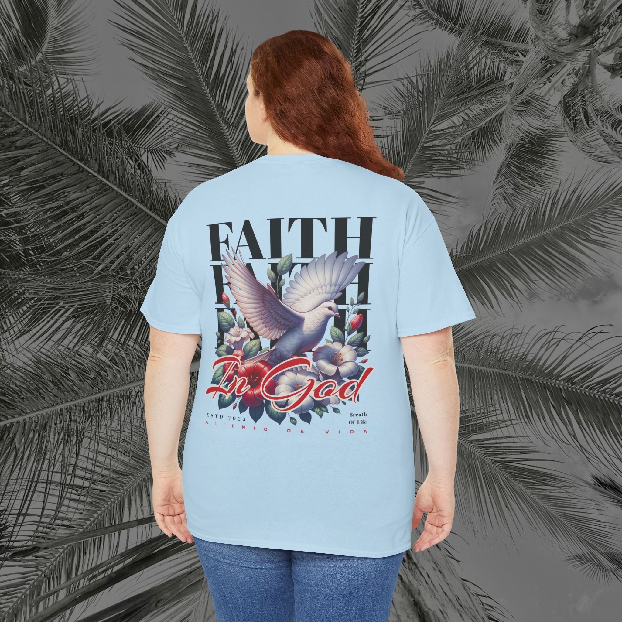Wings of Grace - Back Design - Heavy Cotton Tee - Aliento De Vida